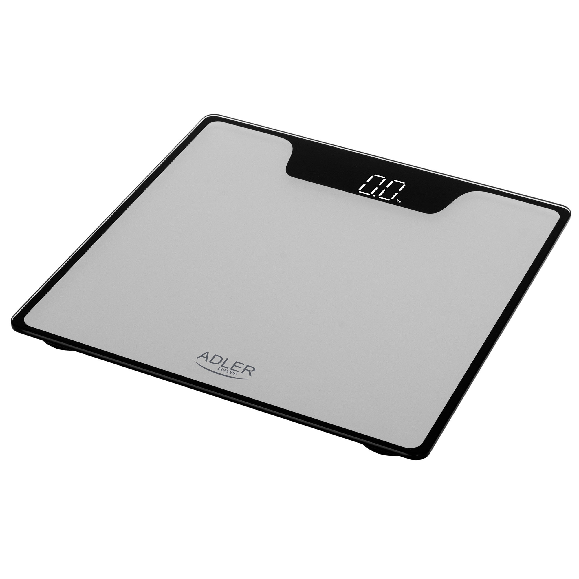 Adler AD8174S Báscula de Baño Digital Alta Precisión 180Kg, Pantalla LED Apagado Automático, Vidrio Templado, , Plata