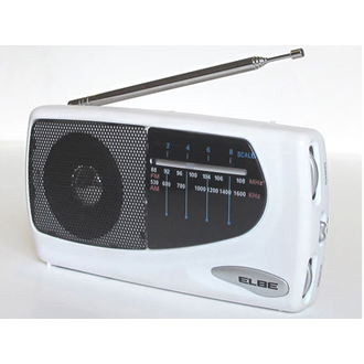 Elbe Radio Portátil RF52 Blanco AM/FM con Altavoz Incorporado y Antena Telescópica