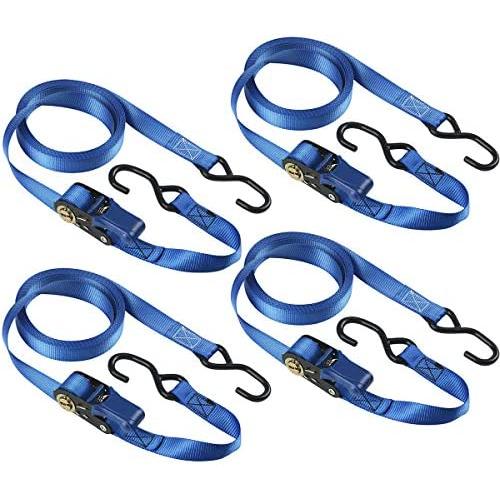 Master Lock 4367EURDAT Cinchas de Amarre con Trinquete y Ganchos, Envase de 4, Azul, 5 m x 35 mm