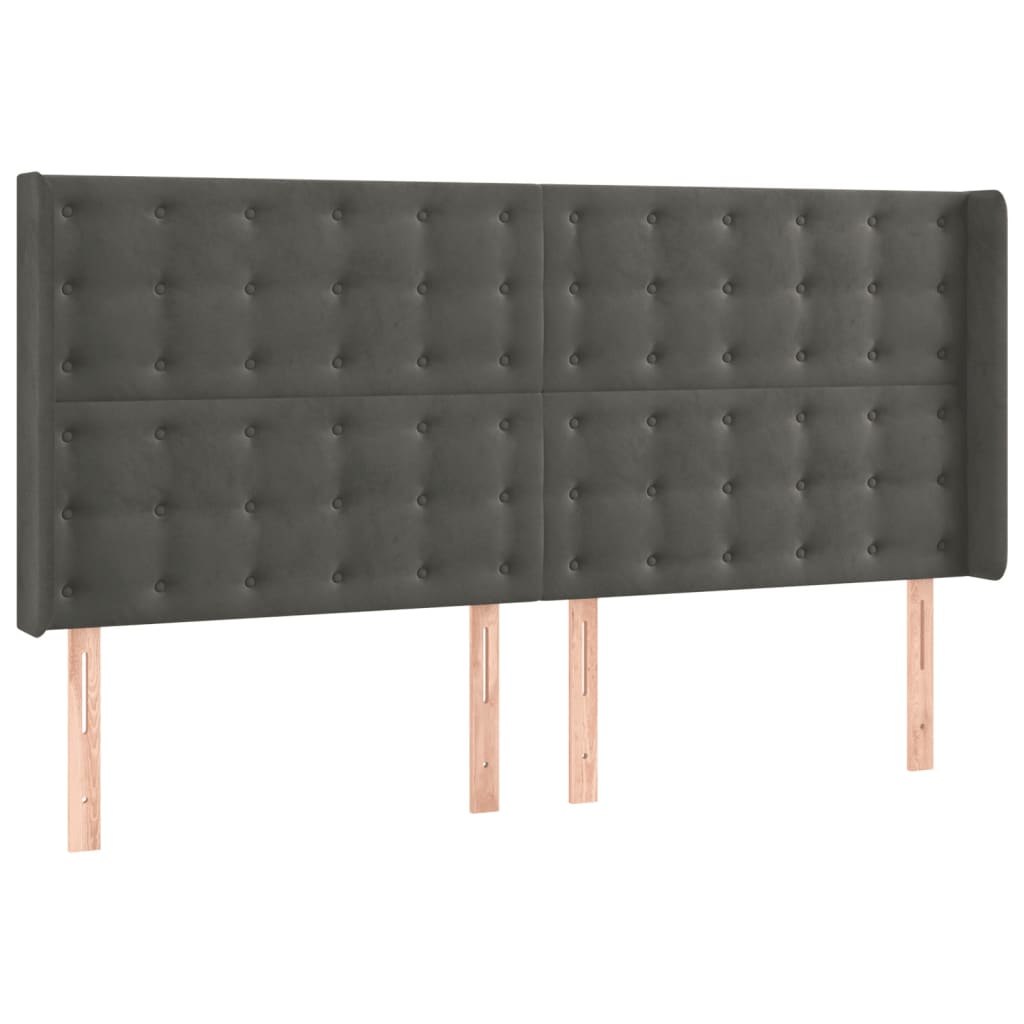vidaXL Cabecero con LED de terciopelo gris oscuro 183x16x118/128 cm