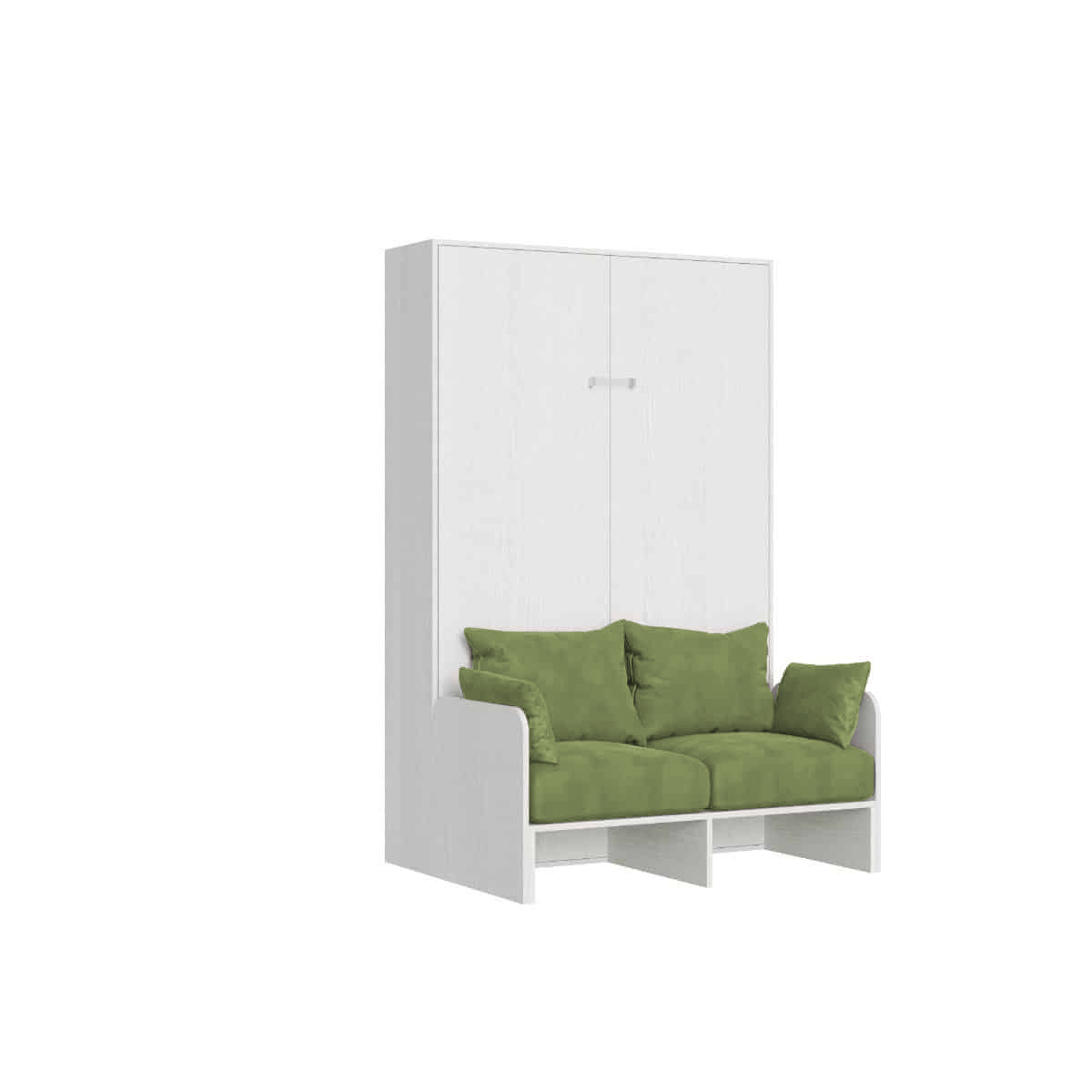 Cama plegable Kentaro de 120 cm tamaño queen con sofá de fresno blanco, verde - Itamoby