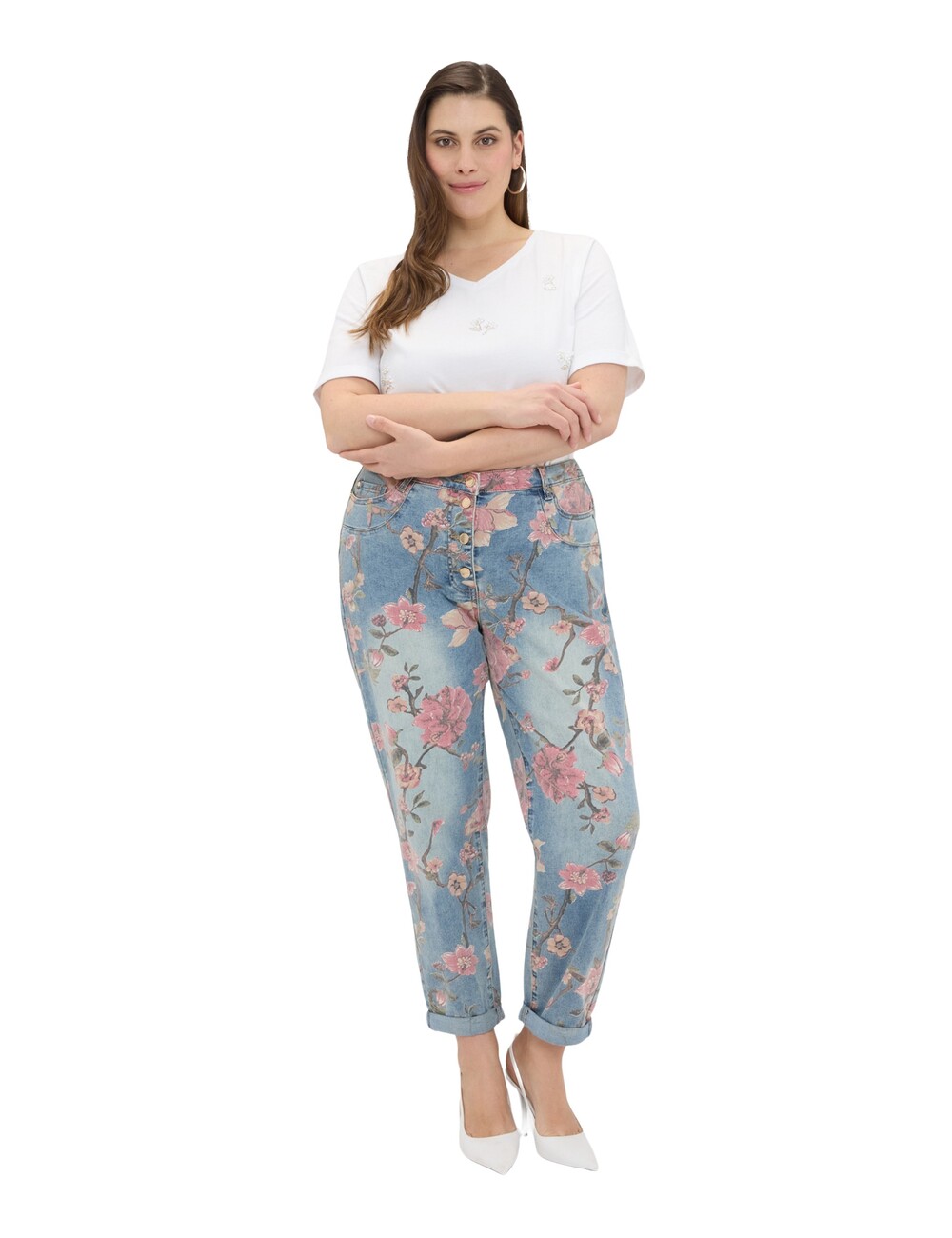 Fiorella Rubino - Jeans Barrell con estampado floral