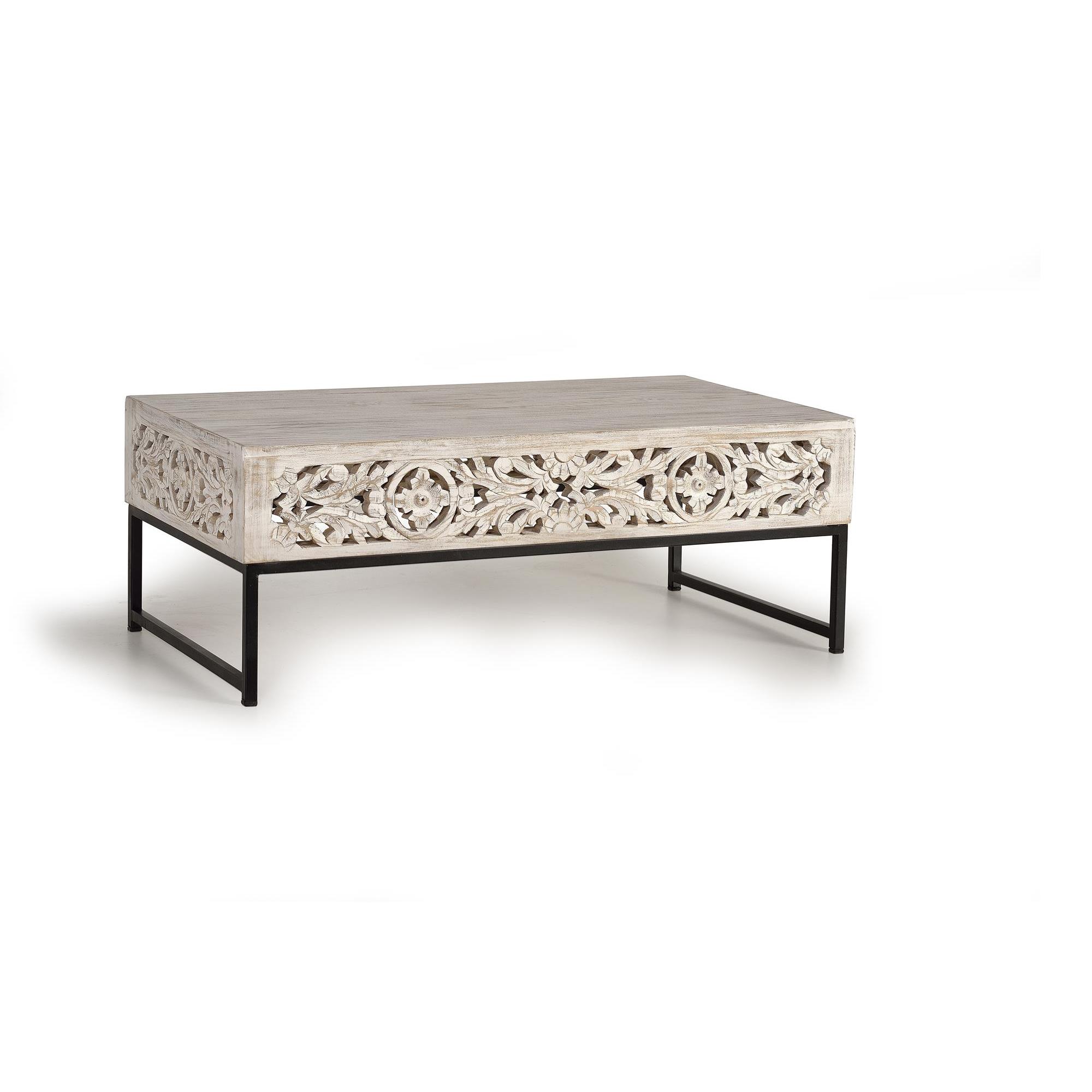 Mesa de café madera de mango y patas de metal color envejecido