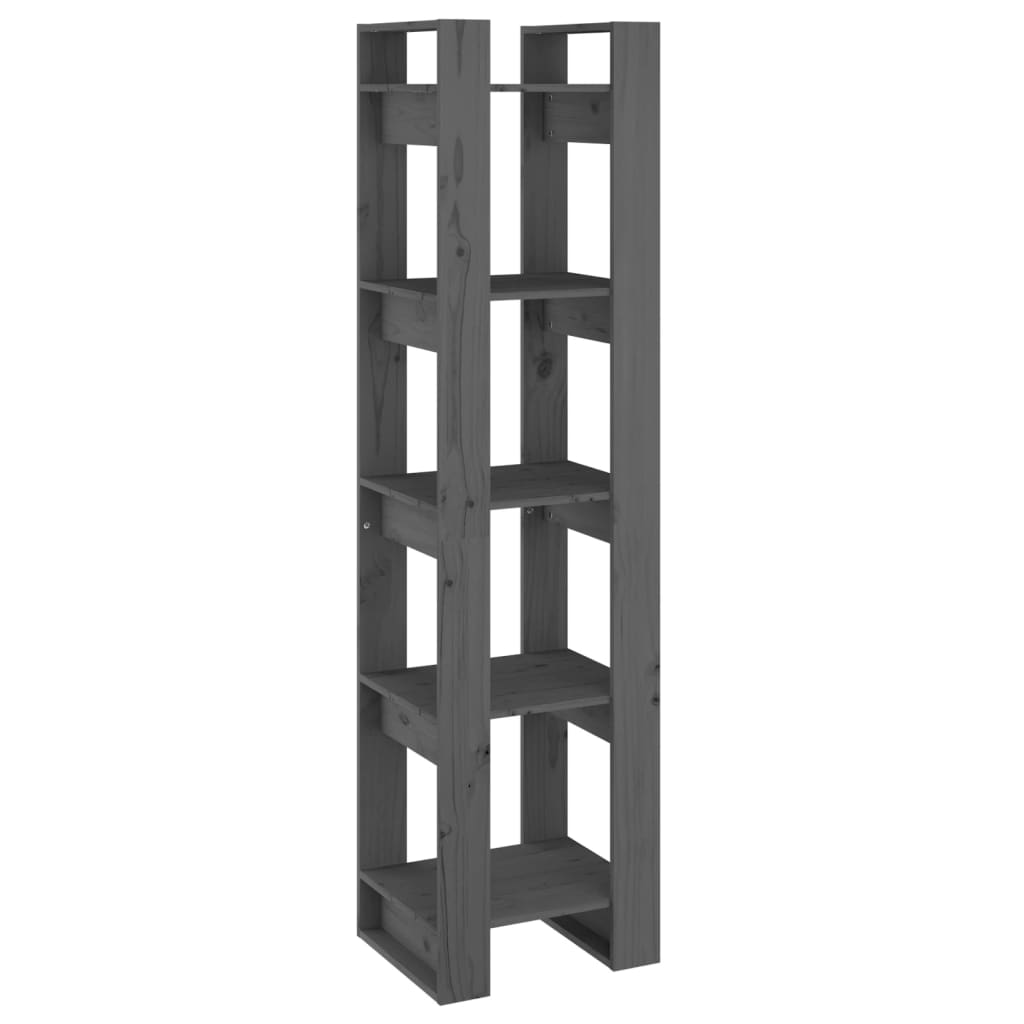 vidaXL Estantería/divisor de espacios madera maciza pino 41x35x160 cm Natural, Blanco, Gris Mueble Almacenaje Estantería para Oficina, Estudio, Dormitorio Estantería/Librería/ mueble de Almacenamiento