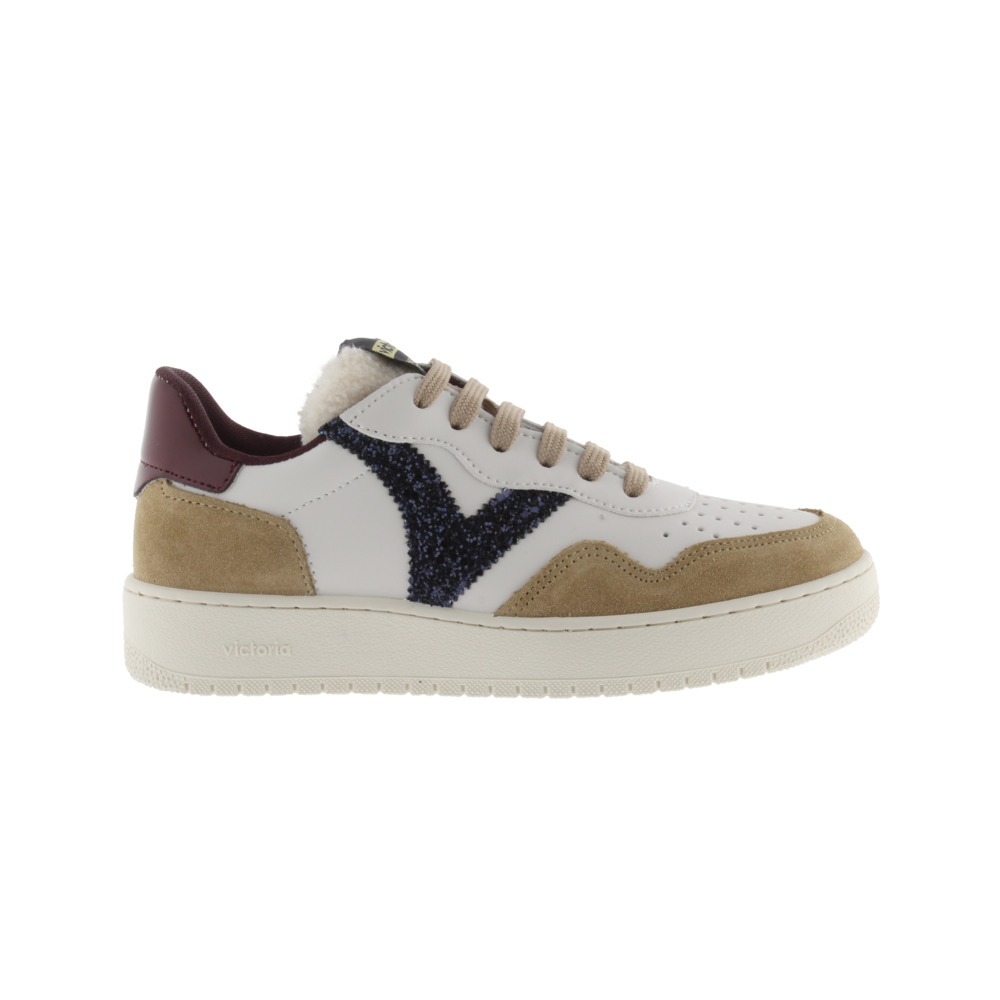 Victoria Madrid Zapatillas de efecto piel con piezas de serraje y logotipo de glitter 1258272
