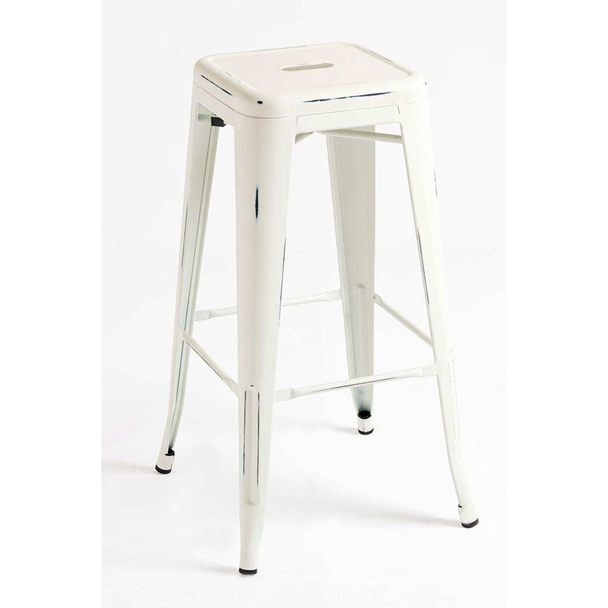 Regalos Miguel - Packs Taburetes Altos - Pack 4 Taburetes Torix Vintage - Blanco vintage