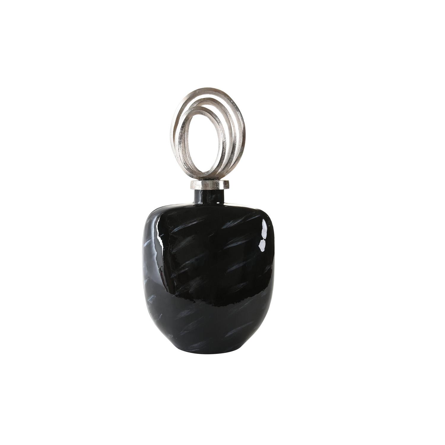 JARRON CRISTAL ALUMINIO 23X13X41 TAPA NEGRO JR200915