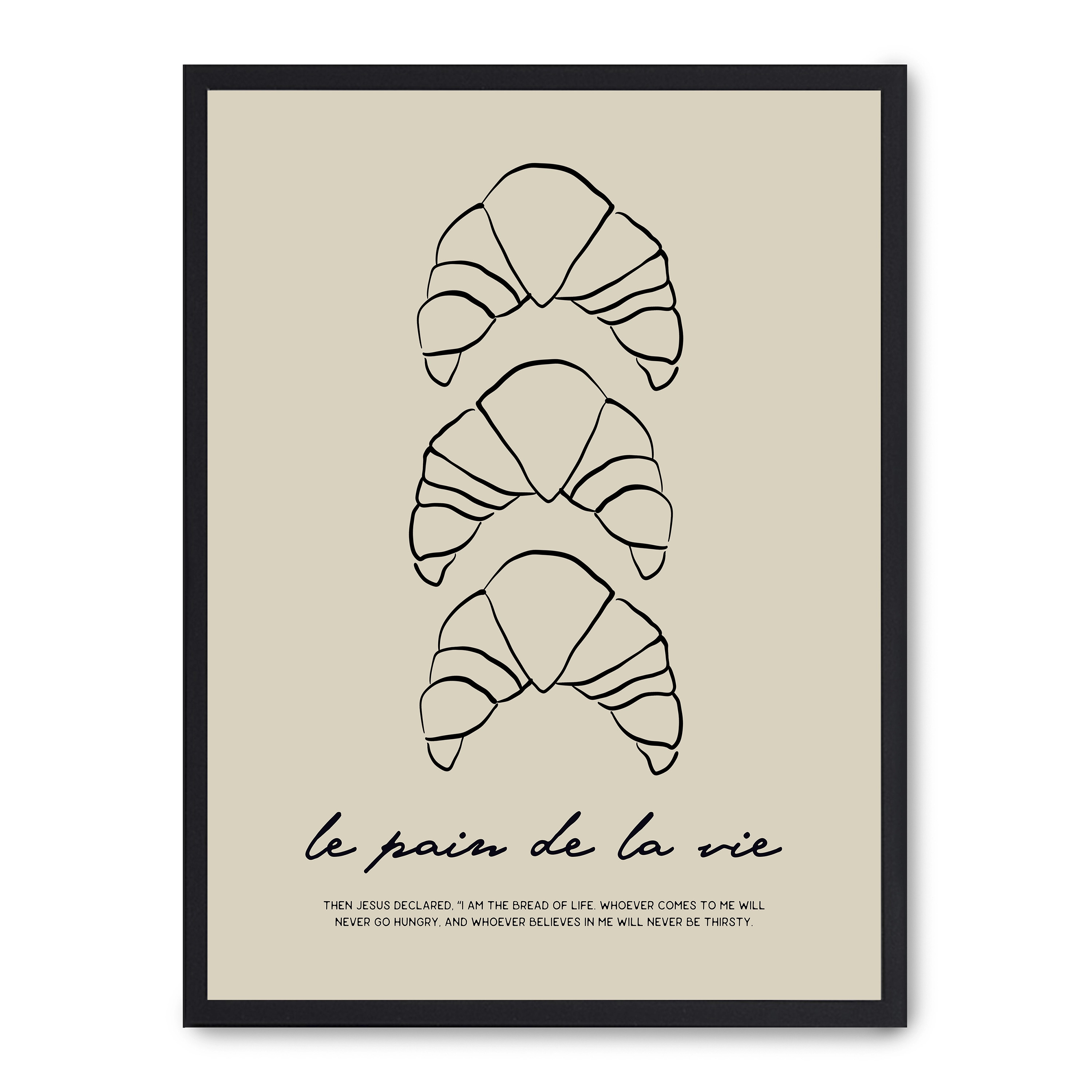Cuadro the bread of life 30x40cm, Póster impreso en papel de primera calidad de 180gr, montado sobre marco de madera MDF acabado en negro., Cocina - Gastronomía