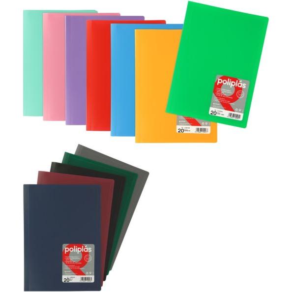 GRAFOPLAS C/12 CARPETA Fº 50 FUNDAS SOLDADAS OPACAS POLIPLAS SURTIDOS