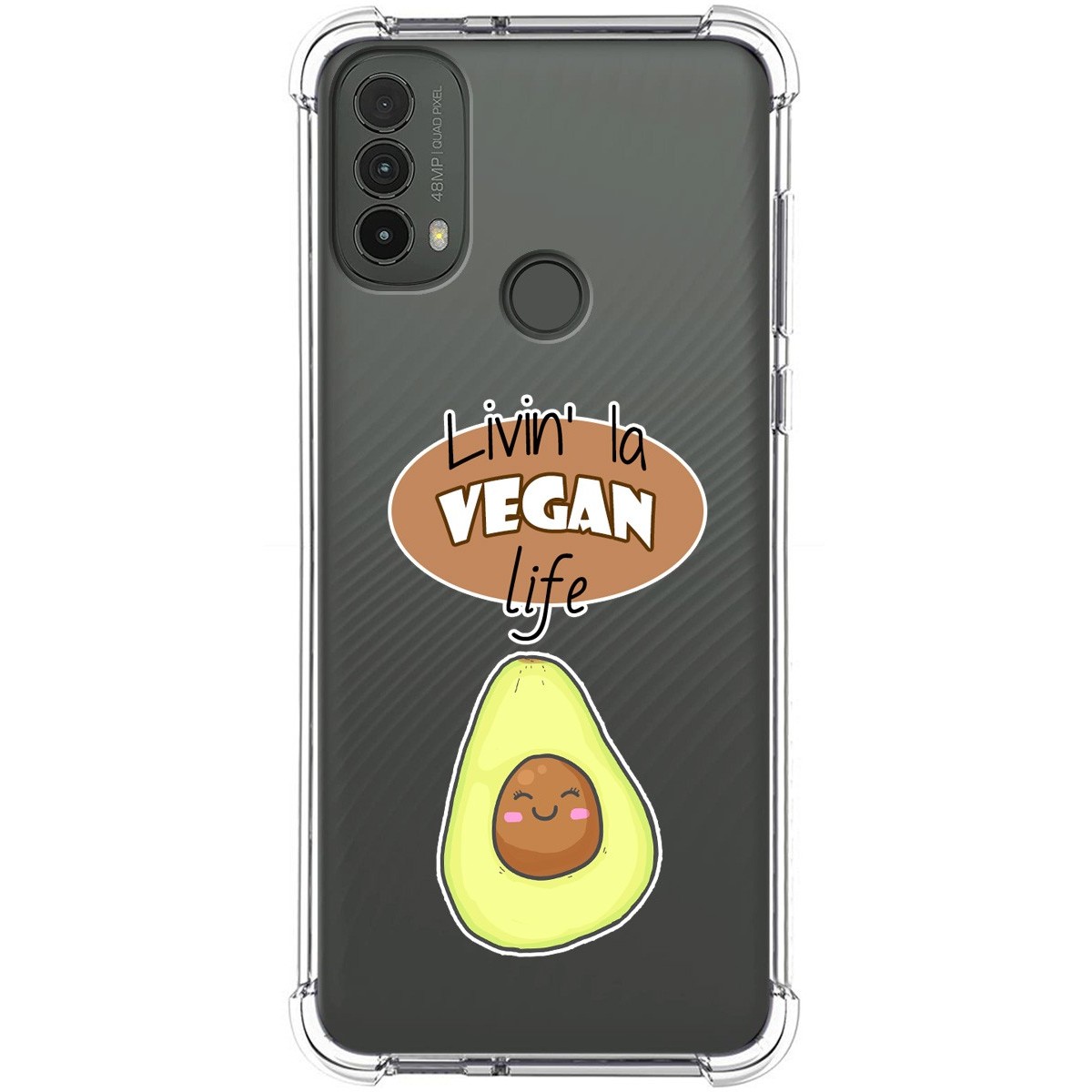 Funda Silicona Antigolpes para Motorola Moto E40 diseño Vegan Life Dibujos