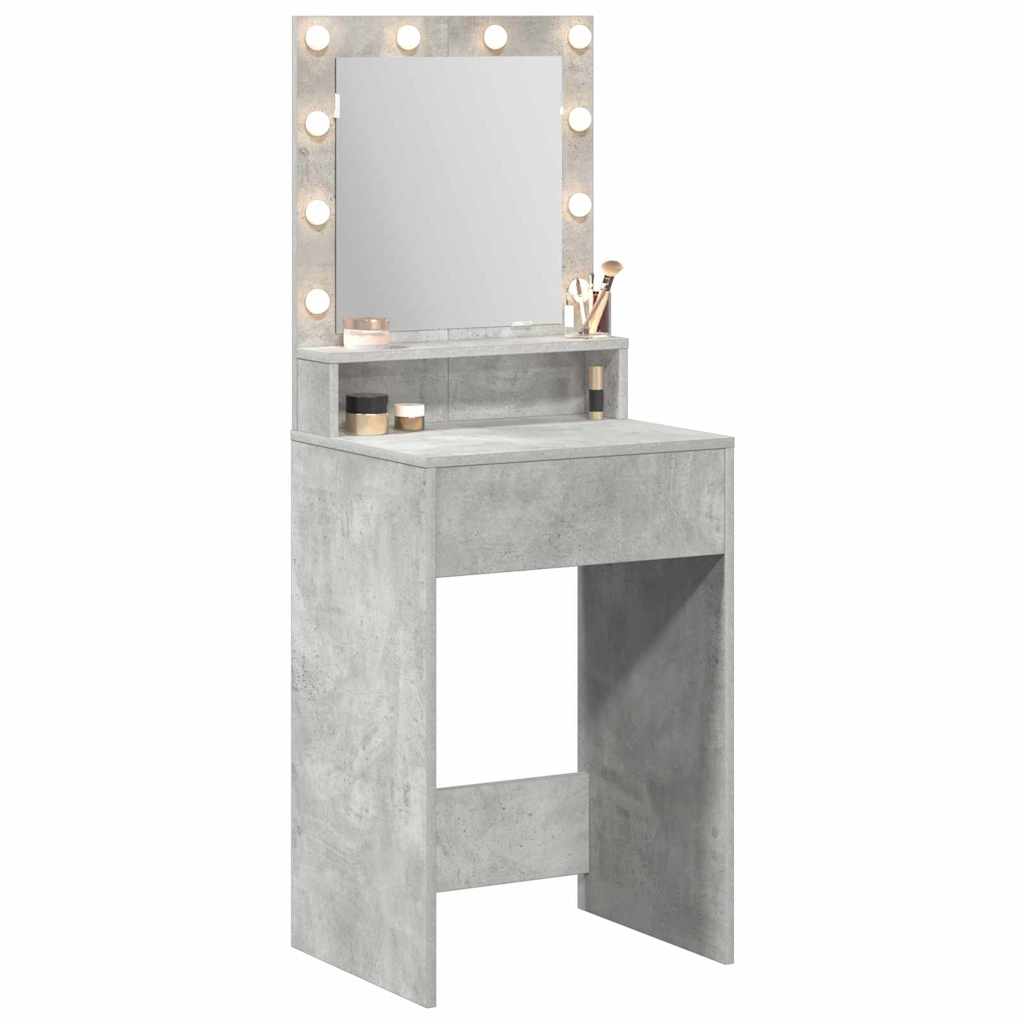 vidaXL Mesa Tocador con luces de espejo Gris Concreto 50 x 41 x 135 cm