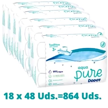 DODOT toallitas humedas aqua pure 3 packs de 48 unidades