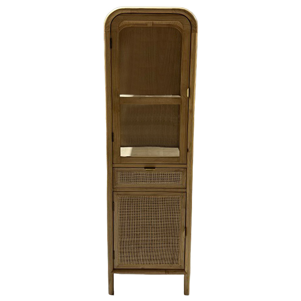 Wonderlust Deco - Vitrina de madera y ratán marrón 46.5x40x175h cm Marrón 46.5x40x175h cm