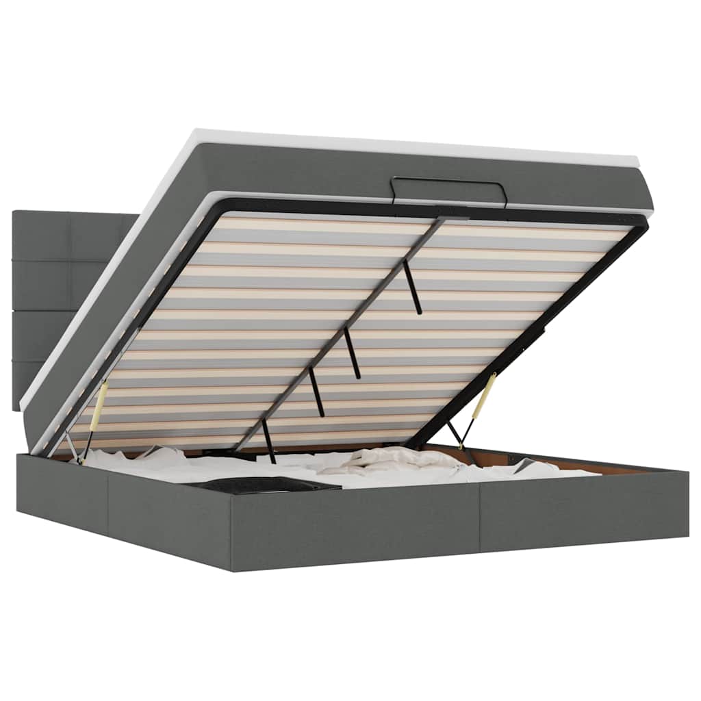 vidaXL Estructura cama otomana colchón tela gris oscuro 180x200cm