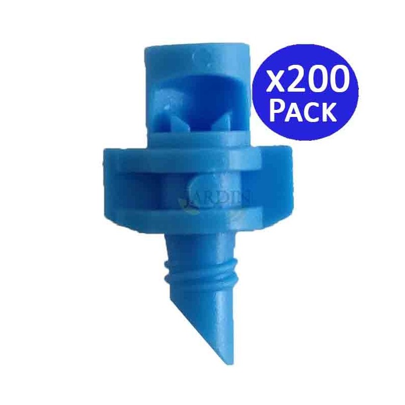 SUINGA Pack 200 Microaspersores de riego 90º | Alcance 1 a 1,5 metros para riego agrícola y jardinería