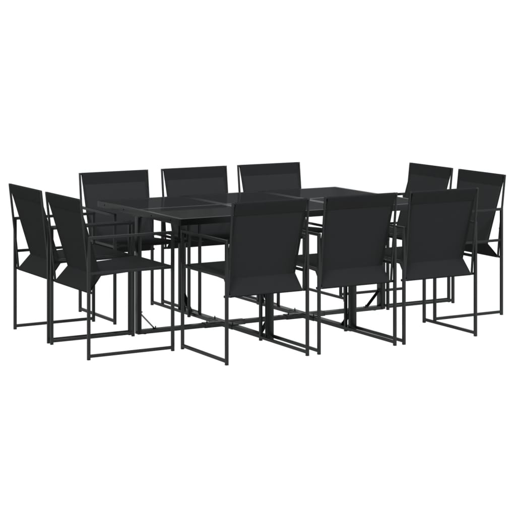 vidaXL Juego de comedor de jardín 11 piezas textileno negro