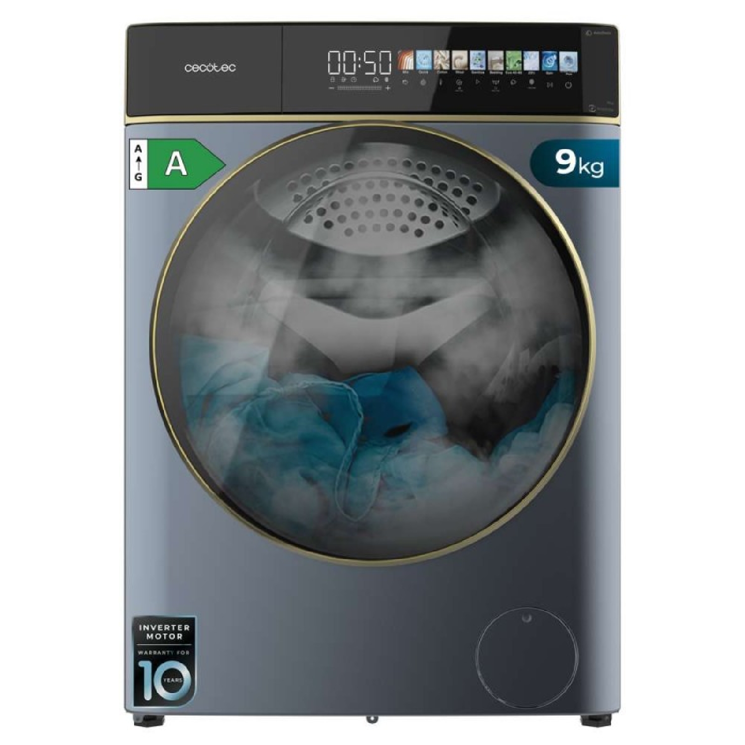Cecotec Lavadora 9Kg Carga Frontal Autodosis Bolero DressCode 9900 Autodose Inverter FullColor Ice Blue A