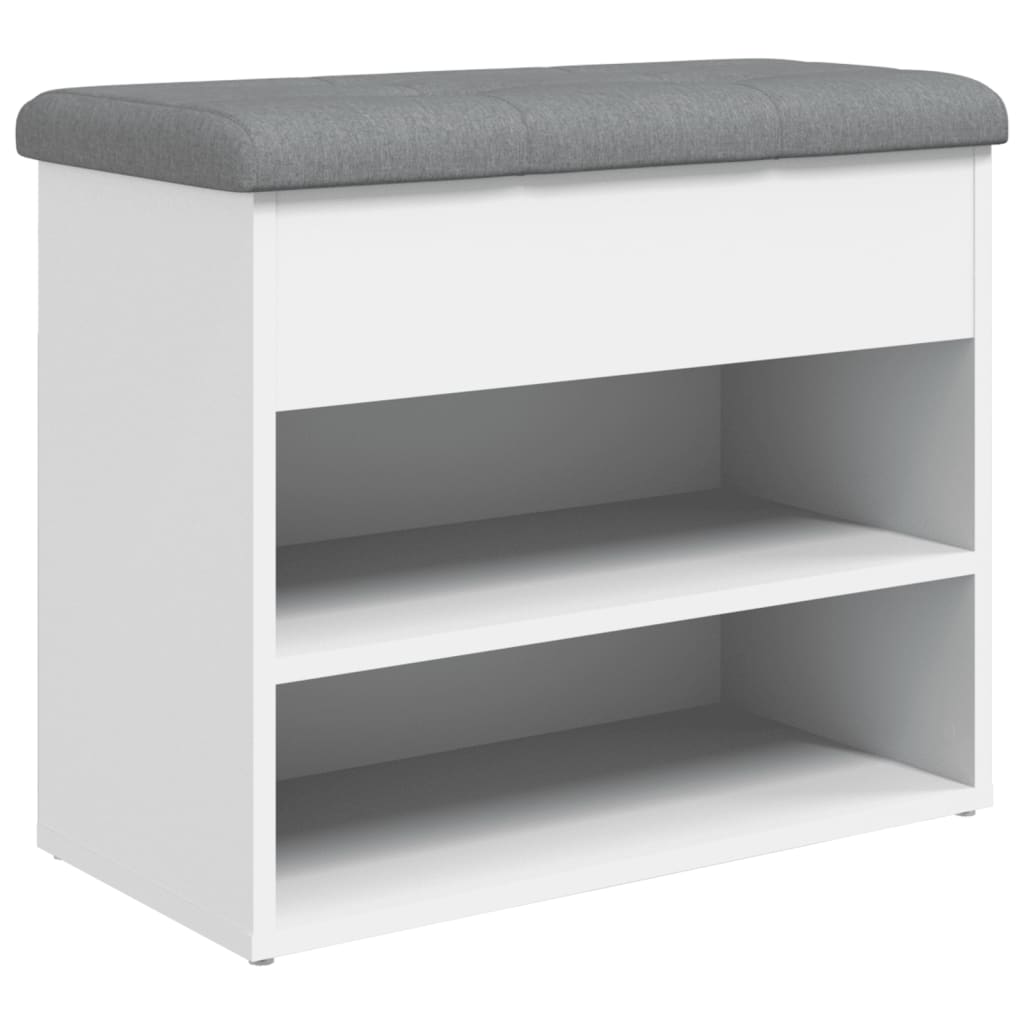 vidaXL Banco zapatero madera de ingeniería 62x32x50 cm en color Blanco/Marrón roble/Roble ahumado y más