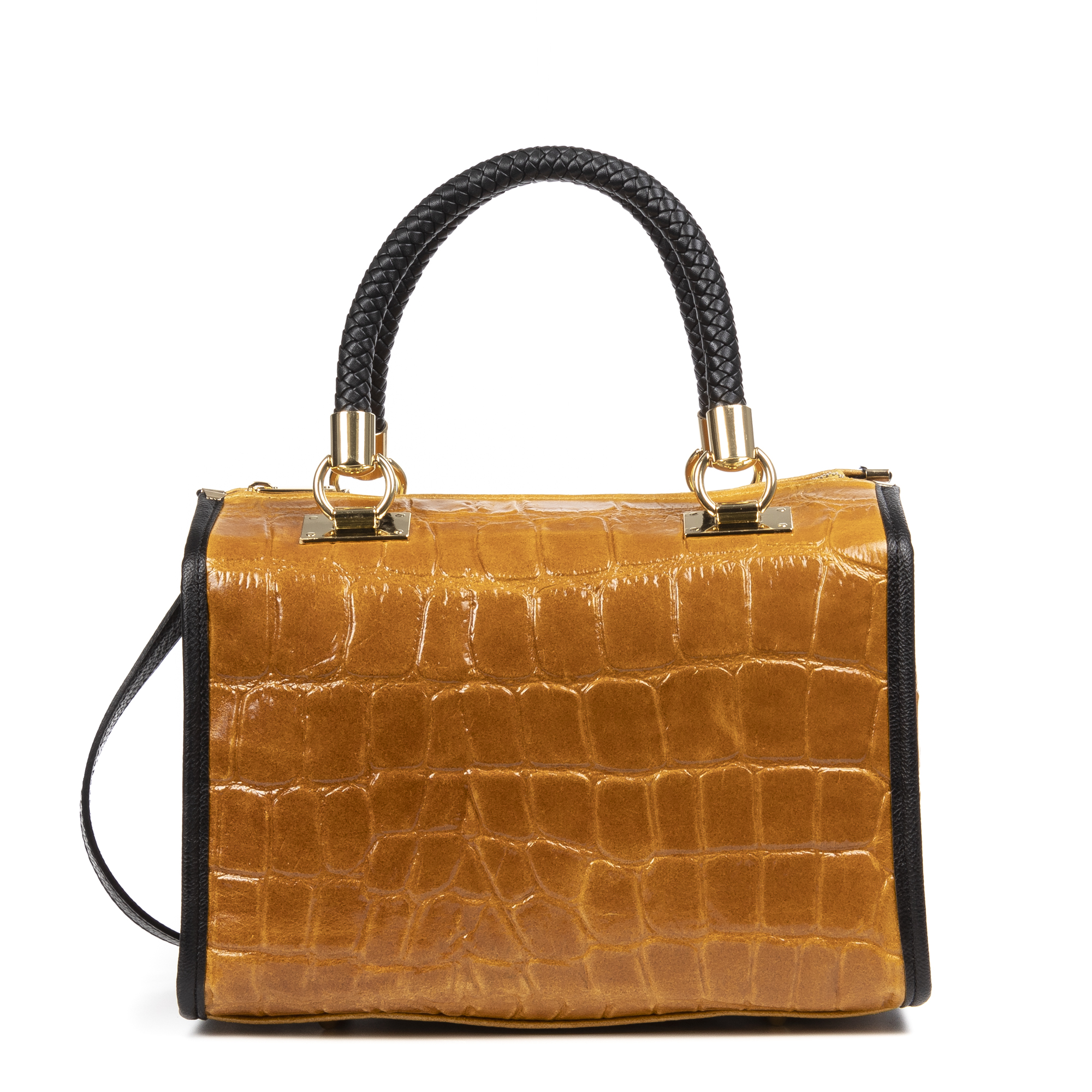 Firenze Artegiani. Catena Bolso tote Mujer.Piel auténtica Gamuza Grabado Cocodrilo Grande . Made in Italy. Vera Pelle Italiana.