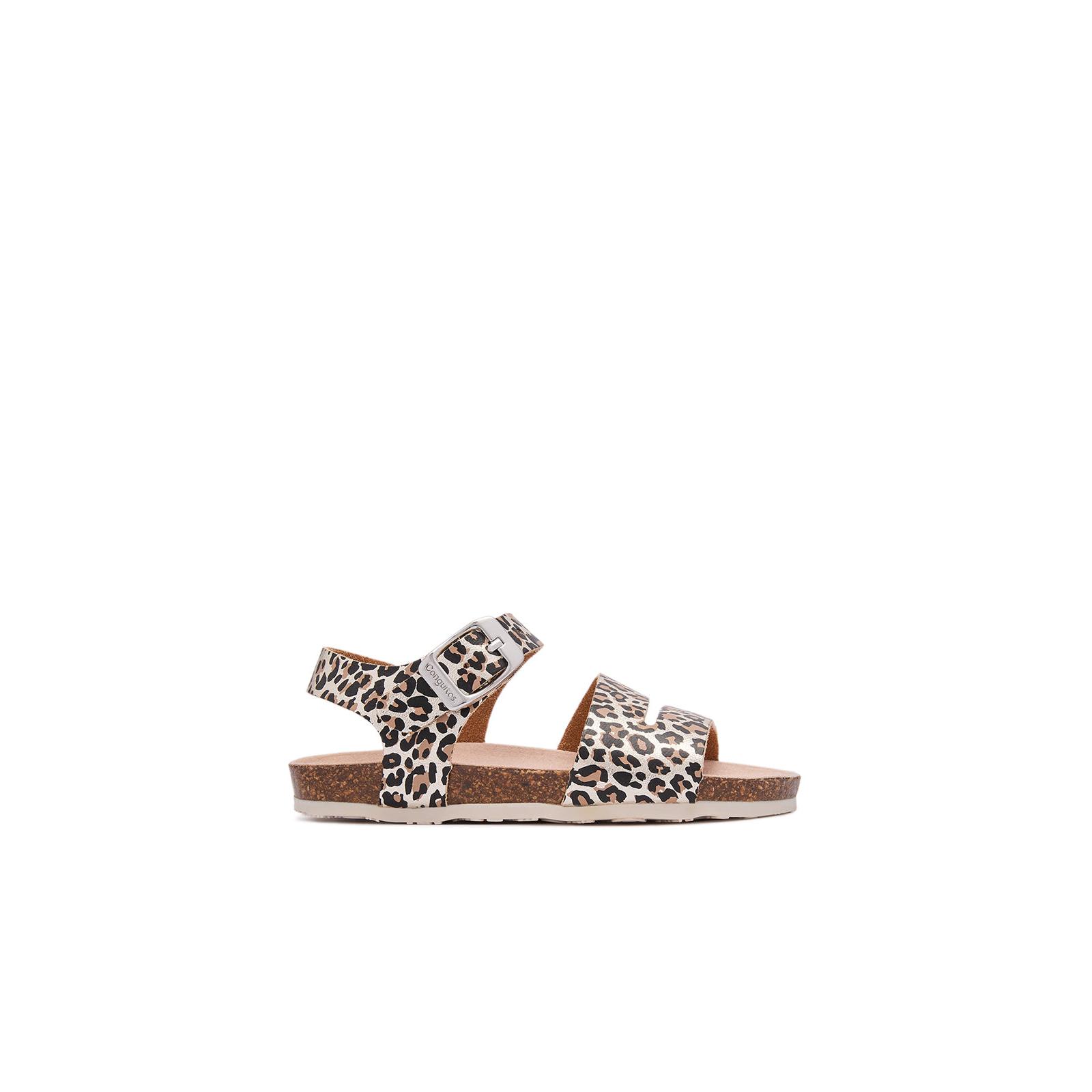 Conguitos - Sandalias Abiertas de Niña Bio Tiras con Estampado Leopardo para Niña