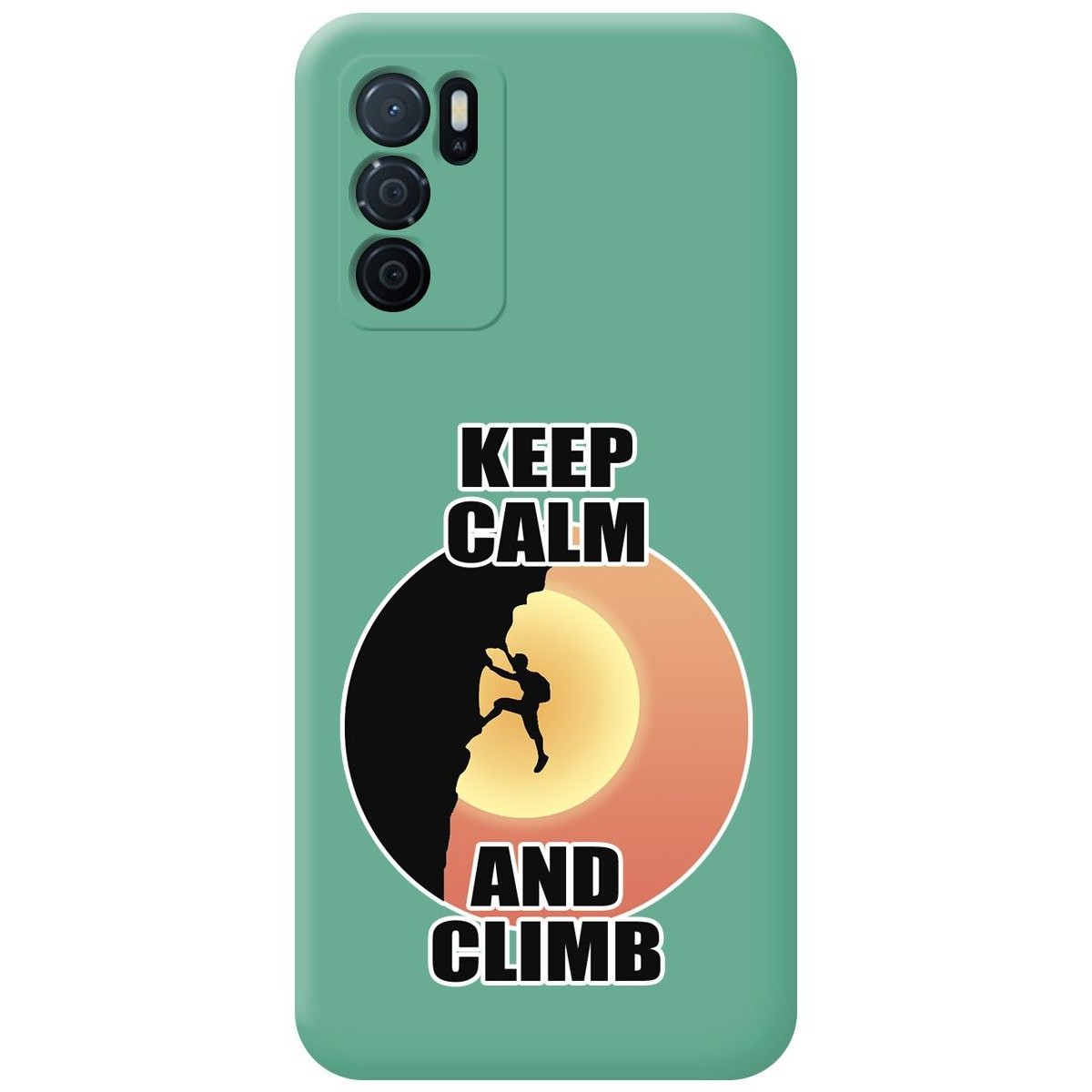 Funda Silicona Líquida Verde para Oppo A16 / A16s diseño Hombre Escalada Dibujos