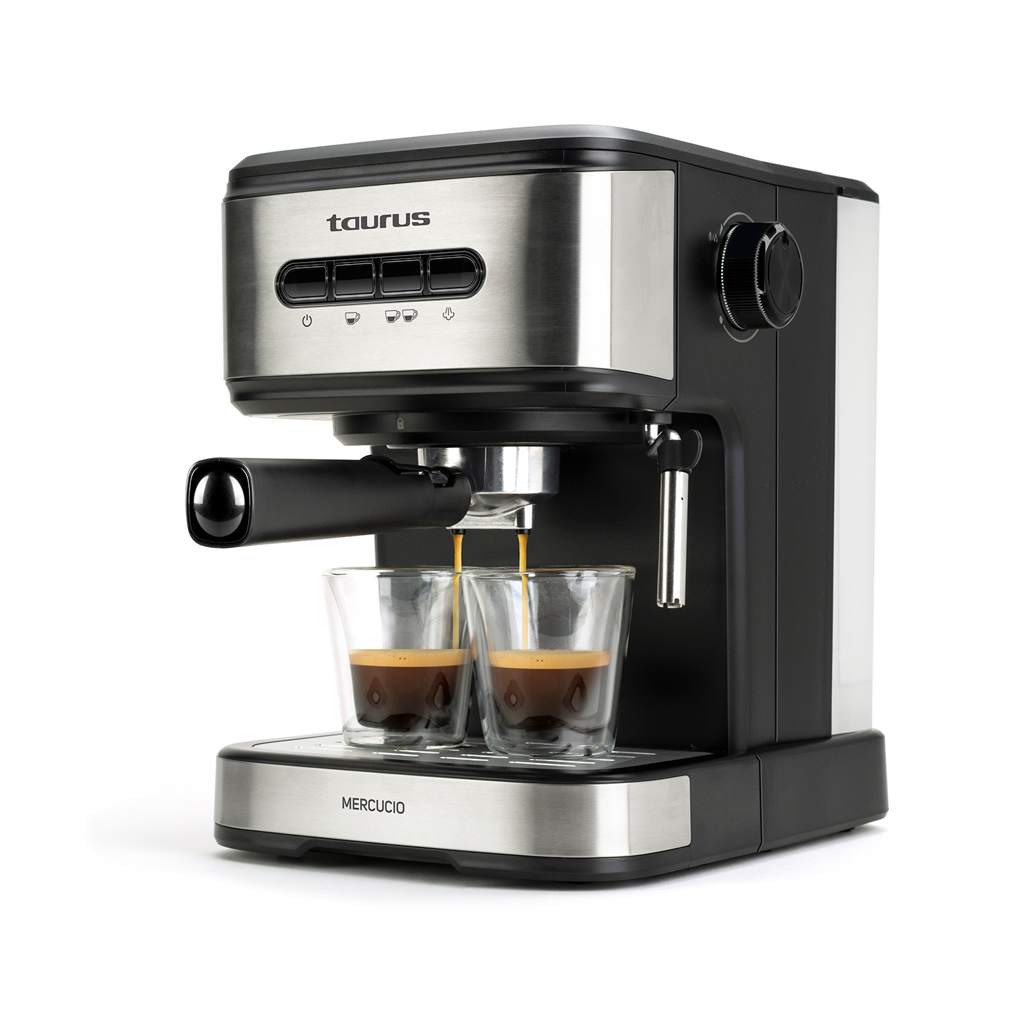 Minimoka - Cafetera espresso, 2 cacillos para 1 o 2 cafés, 15 bar, 850W, Vaporizador, 1.6L, Café molido o monodosis, Bandeja calienta tazas, Filtro Extra Cream