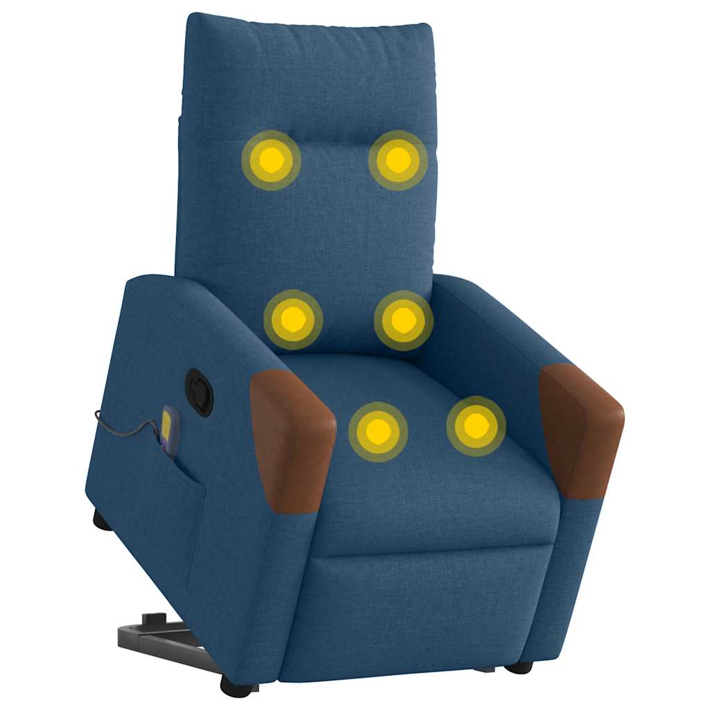 vidaXL Sillón reclinable de masaje elevable tela azul