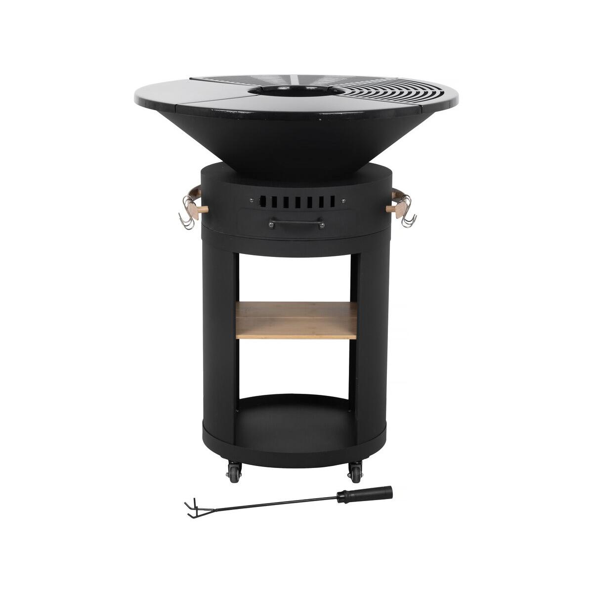Habitat y Jardin - Brasero plancha "Cesar premium" de carbón y leña - Ø 81 cm - Negro