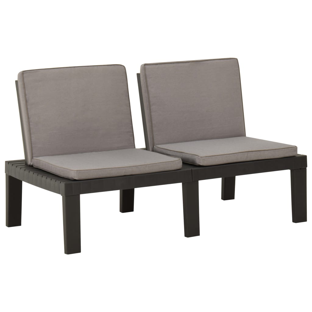 vidaXL Banco de jardín con cojines plástico en color Gris/Blanco | acolchados duraderos para sofás de jardín terraza exterior