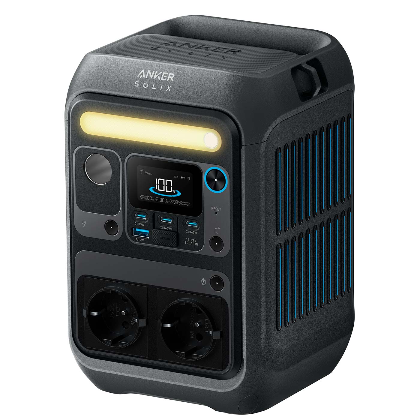 Anker SOLIX C300X Estación de Energía Portátil 288Wh LiFePO4, 300W / 600W Pico, Carga Rápida 140W