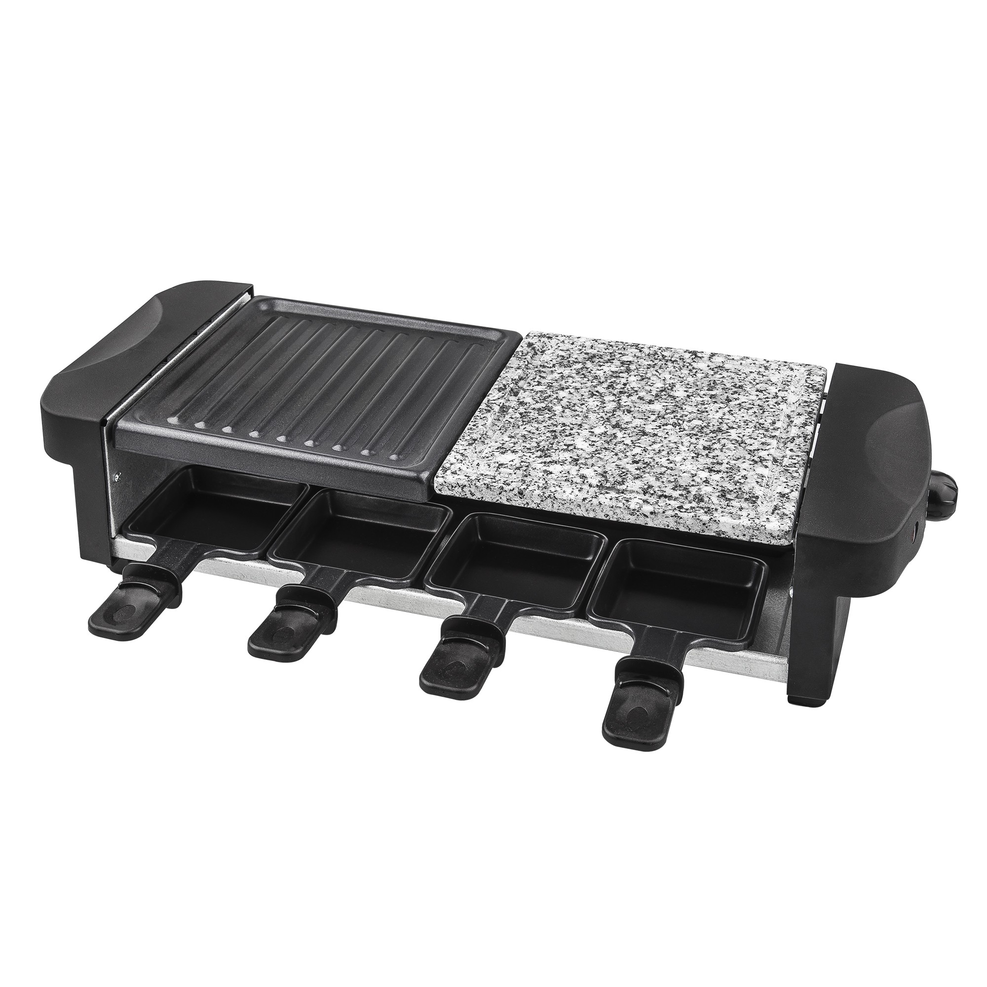 Kuken Raclette Grill con Piedra 1200 Wattios de Potencia - 8 Sartenes Individuales