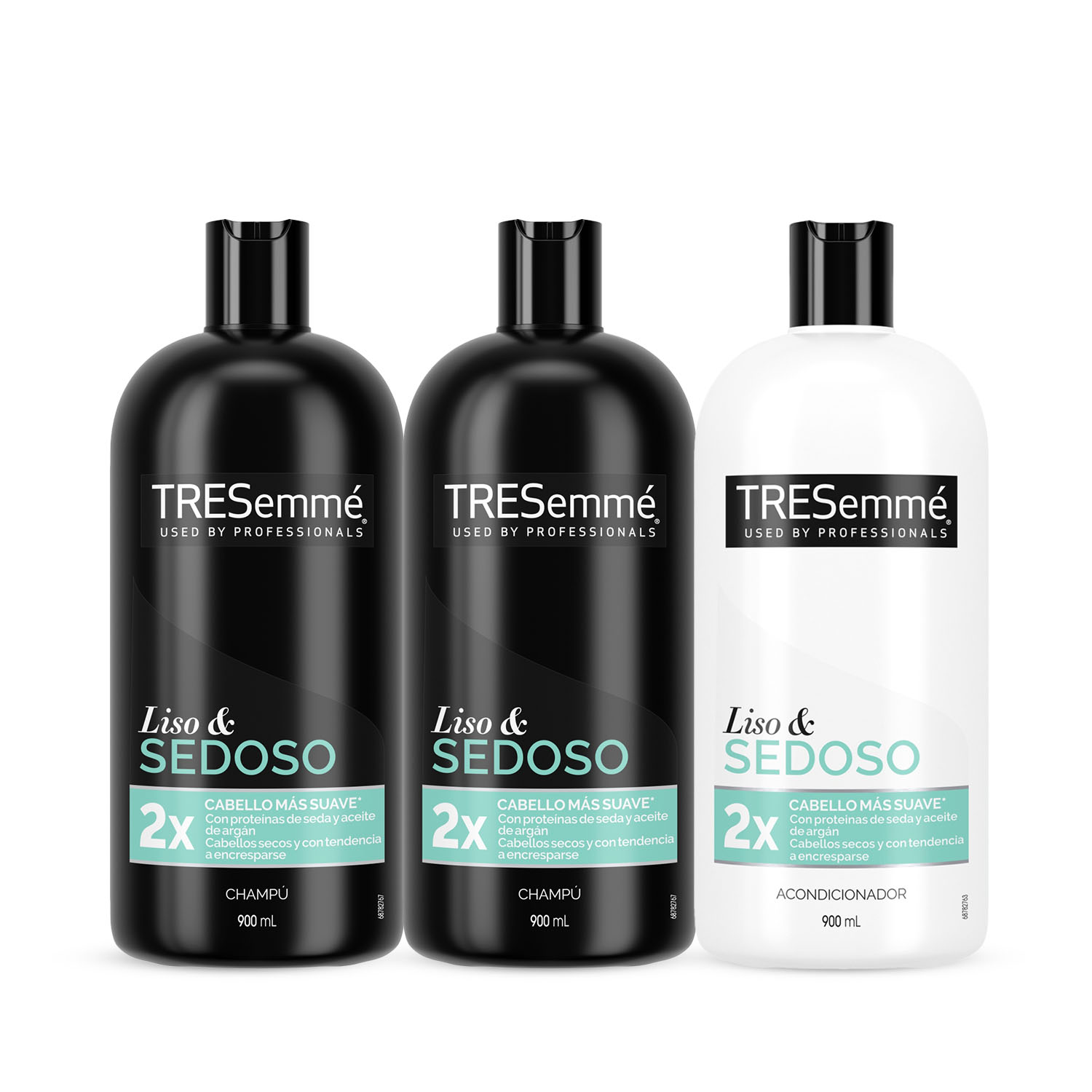 Tresemmé - TRESemmé Liso y Sedoso Champú + Acondicionador 900ml para cabellos secos y encrespados - Pack de 3