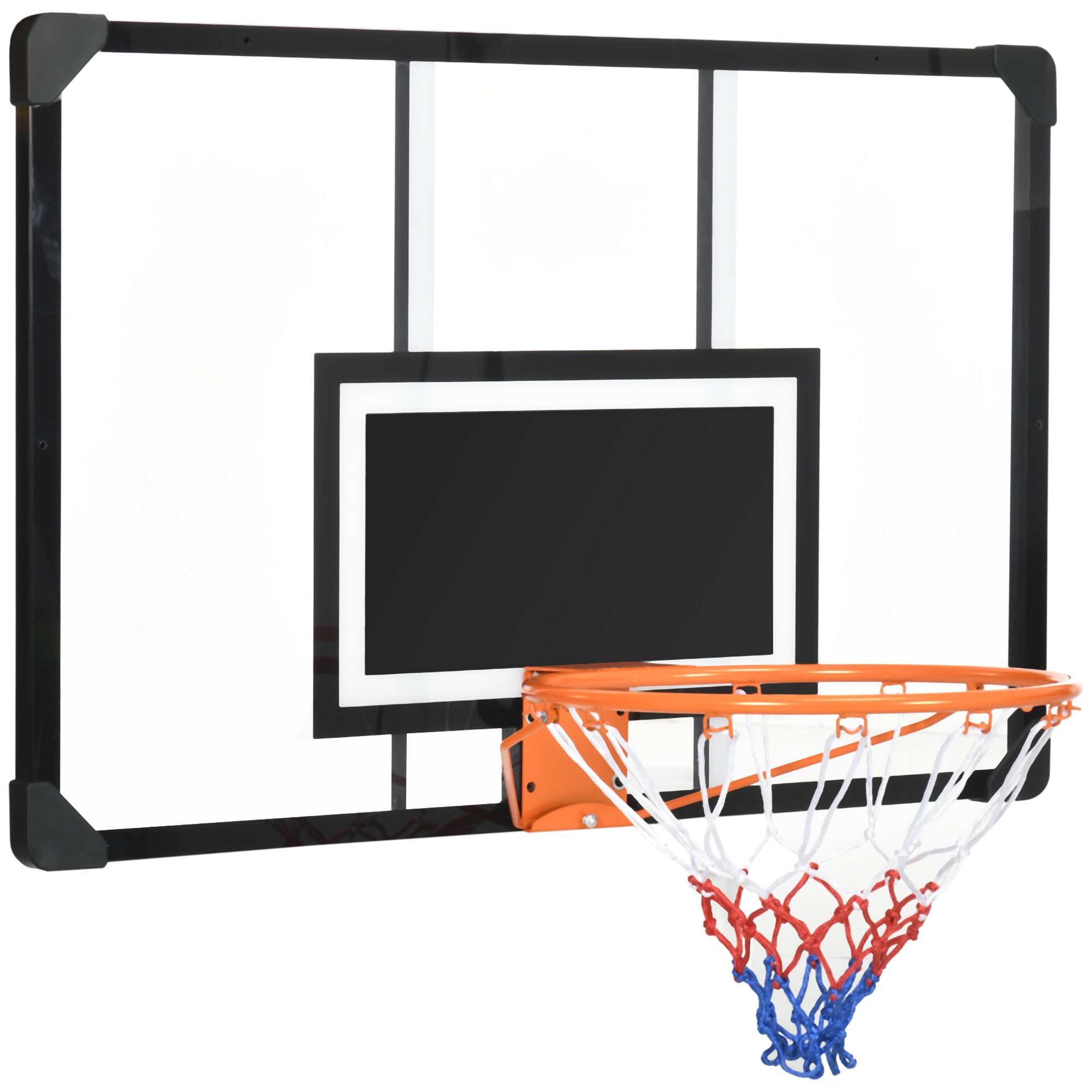 SPORTNOW Canasta de Baloncesto con Red Aro de Baloncesto de Pared con Tablero y Marco de Acero para Uso en Interiores y Exteriores 113x61x73 cm Negro
