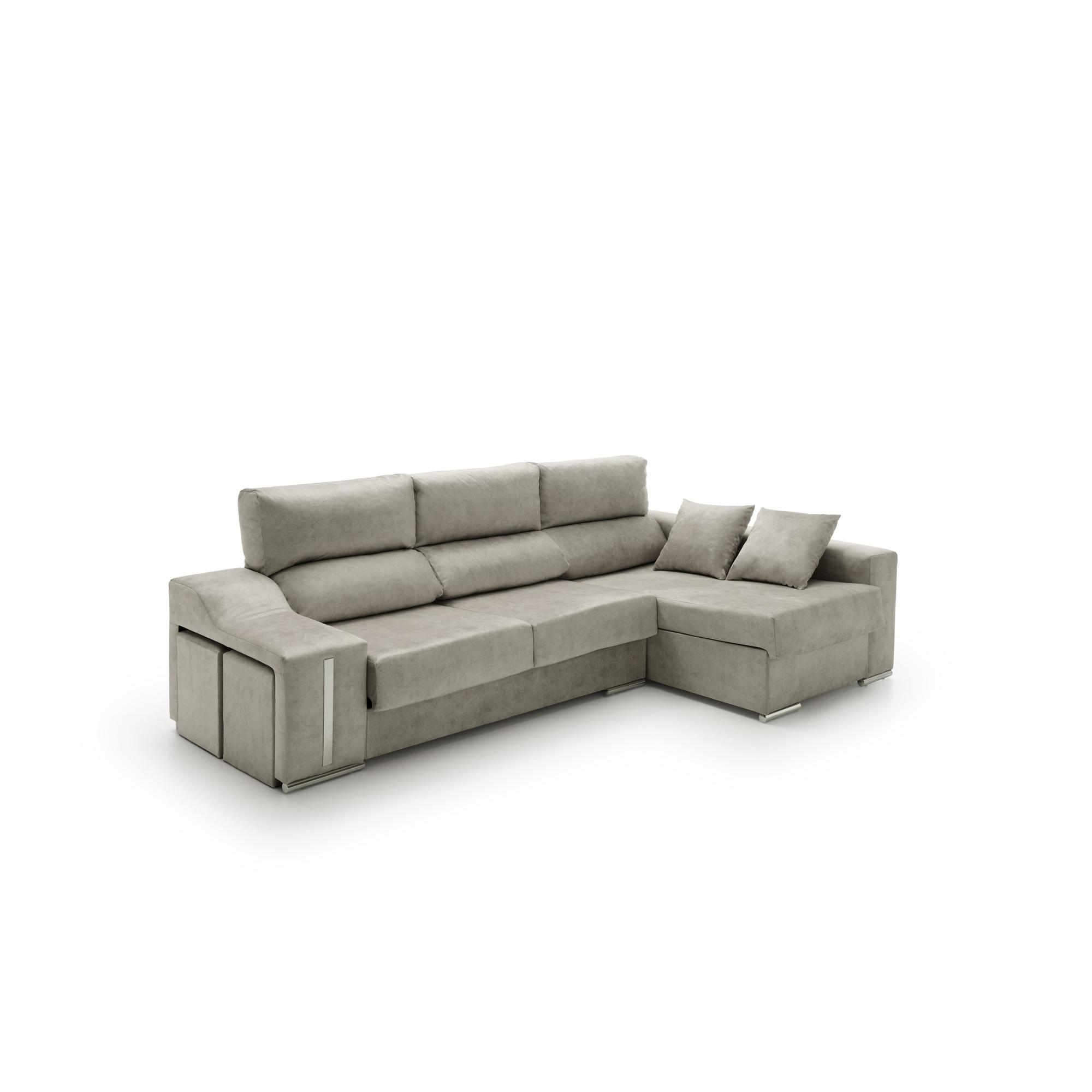 Sofá Chaise Longue Reclinable y Deslizante con Puffs Serena