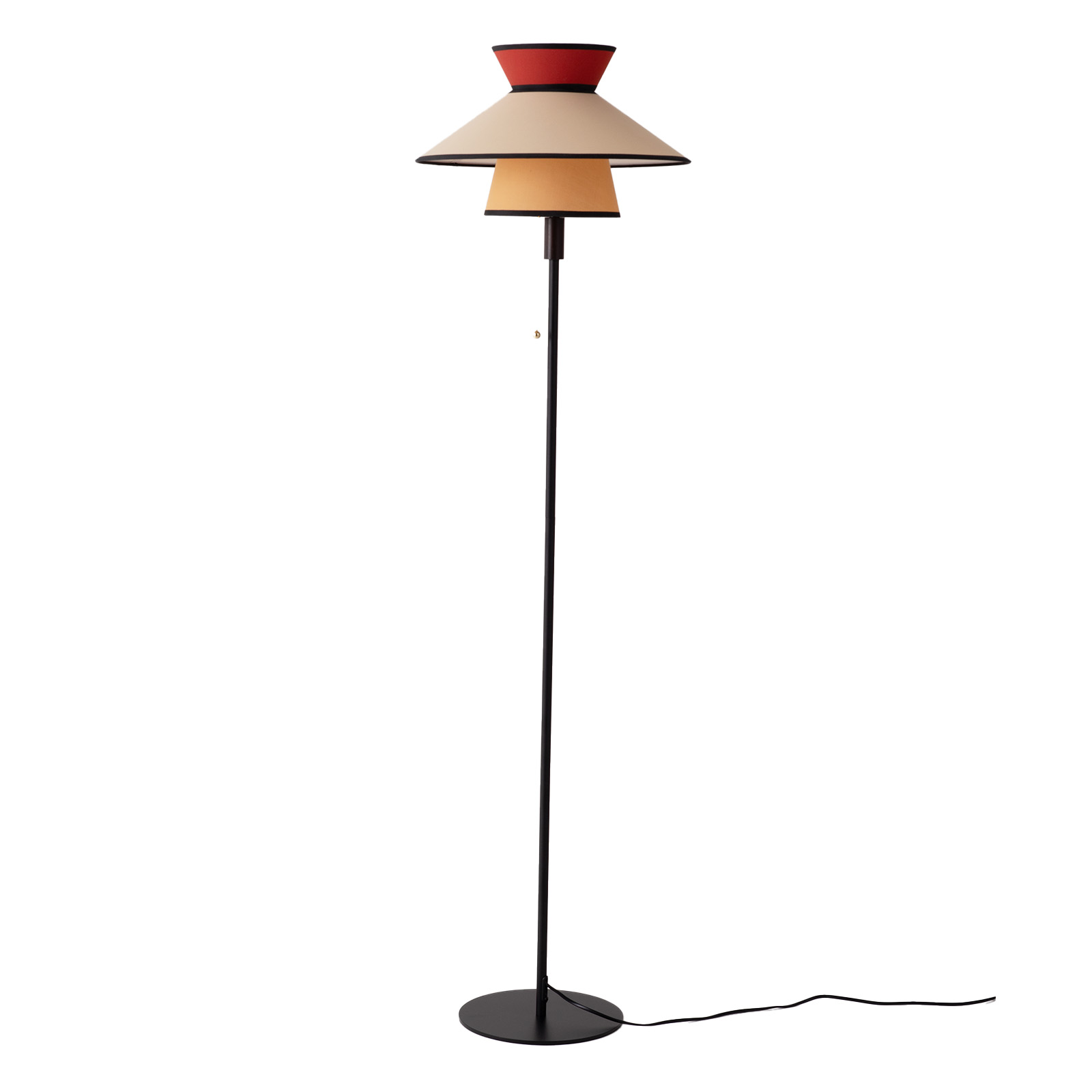 Lámpara de Pie Multicolor Ø40 cm, Pantalla Textil y Madera, E27, Estilo Retro-Boho Citronela "LIMONA" con Cadena de Encendido