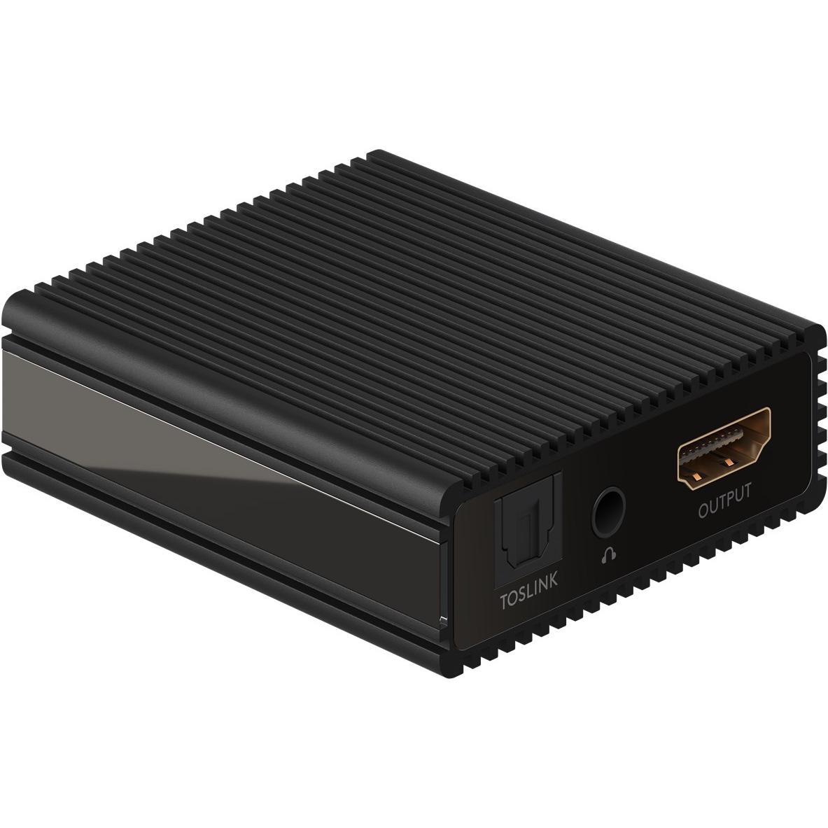 goobay Extractor de audio HDMI para transmisión a dispositivos sin conexión HDMI, resolución de vídeo máx. 4K2K @ 30 Hz, compatible con Dolby Atmos, Dolby Digital 5.1, LPCM, estéreo, retorno de audio