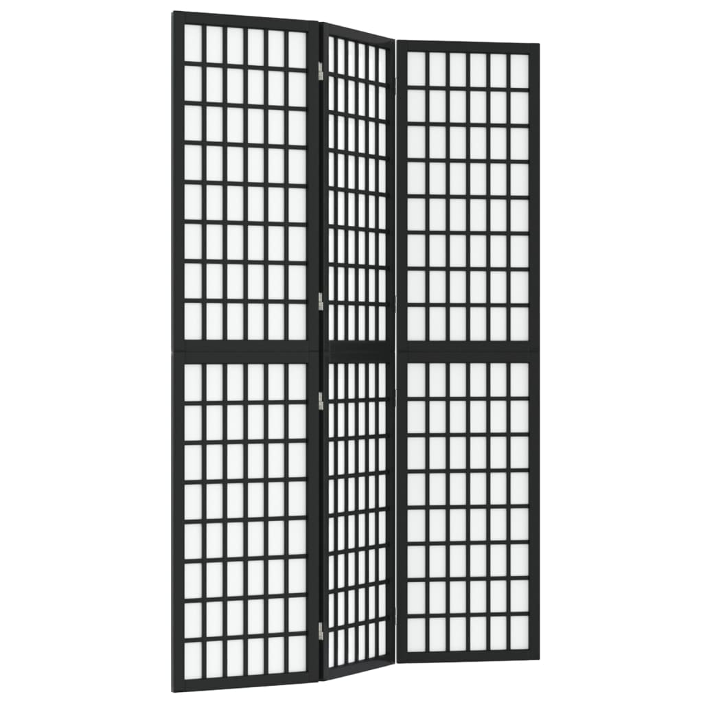 vidaXL Biombo plegable con 3 paneles estilo japonés negro 120x170 cm
