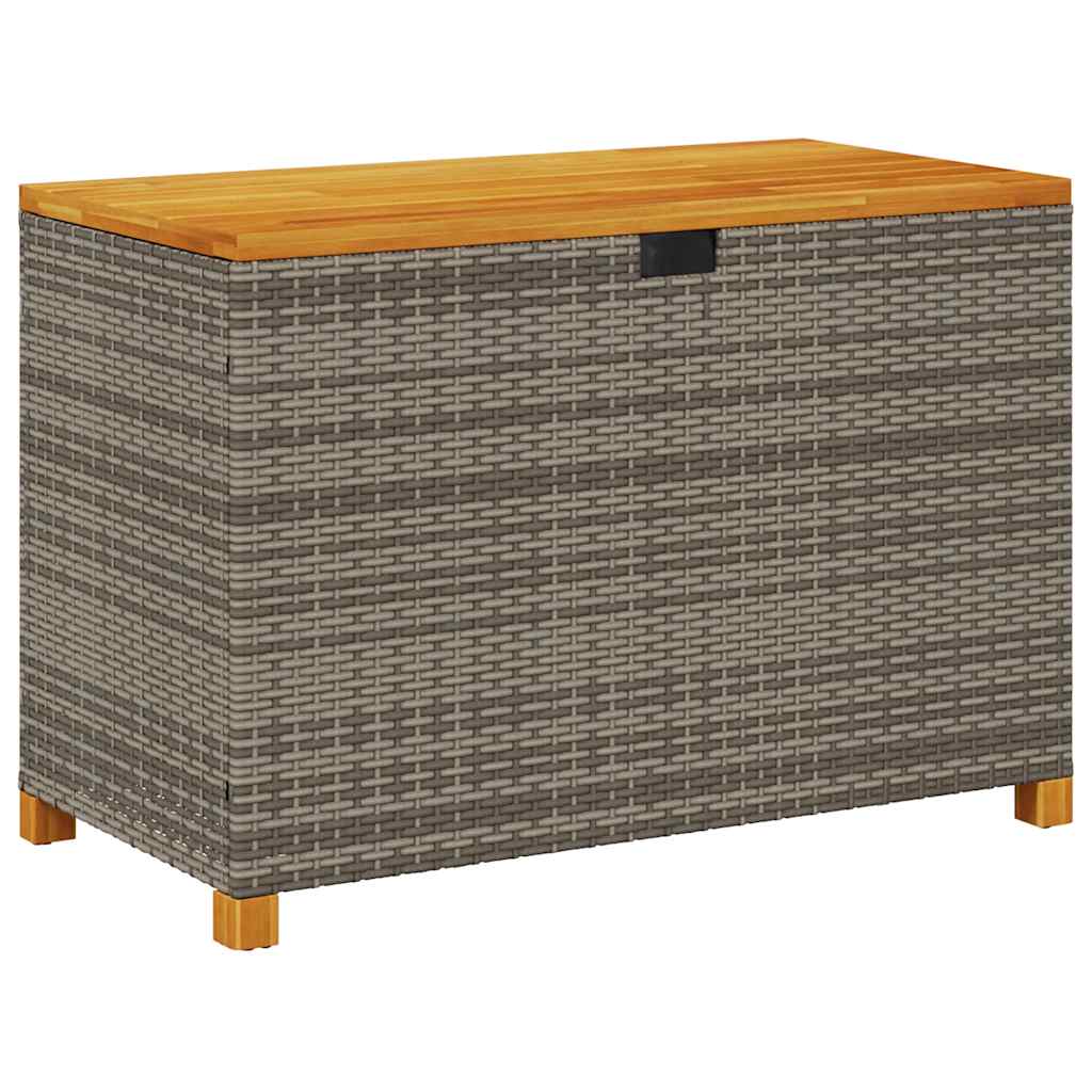 vidaXL Caja de almacenaje jardín madera acacia ratán gris 110x55x63 cm