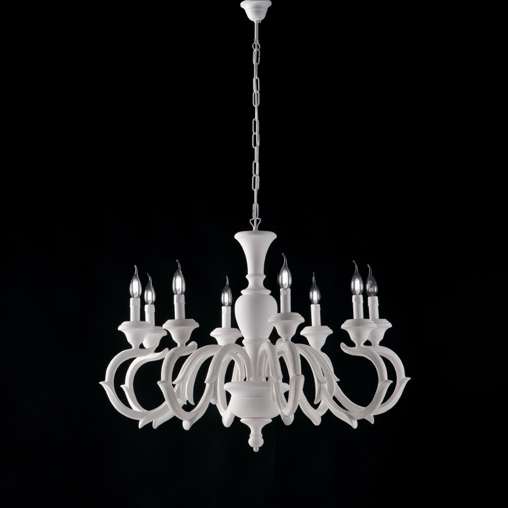 Araña Shabby Chic Fiorenza Blanco 8 Luces E14