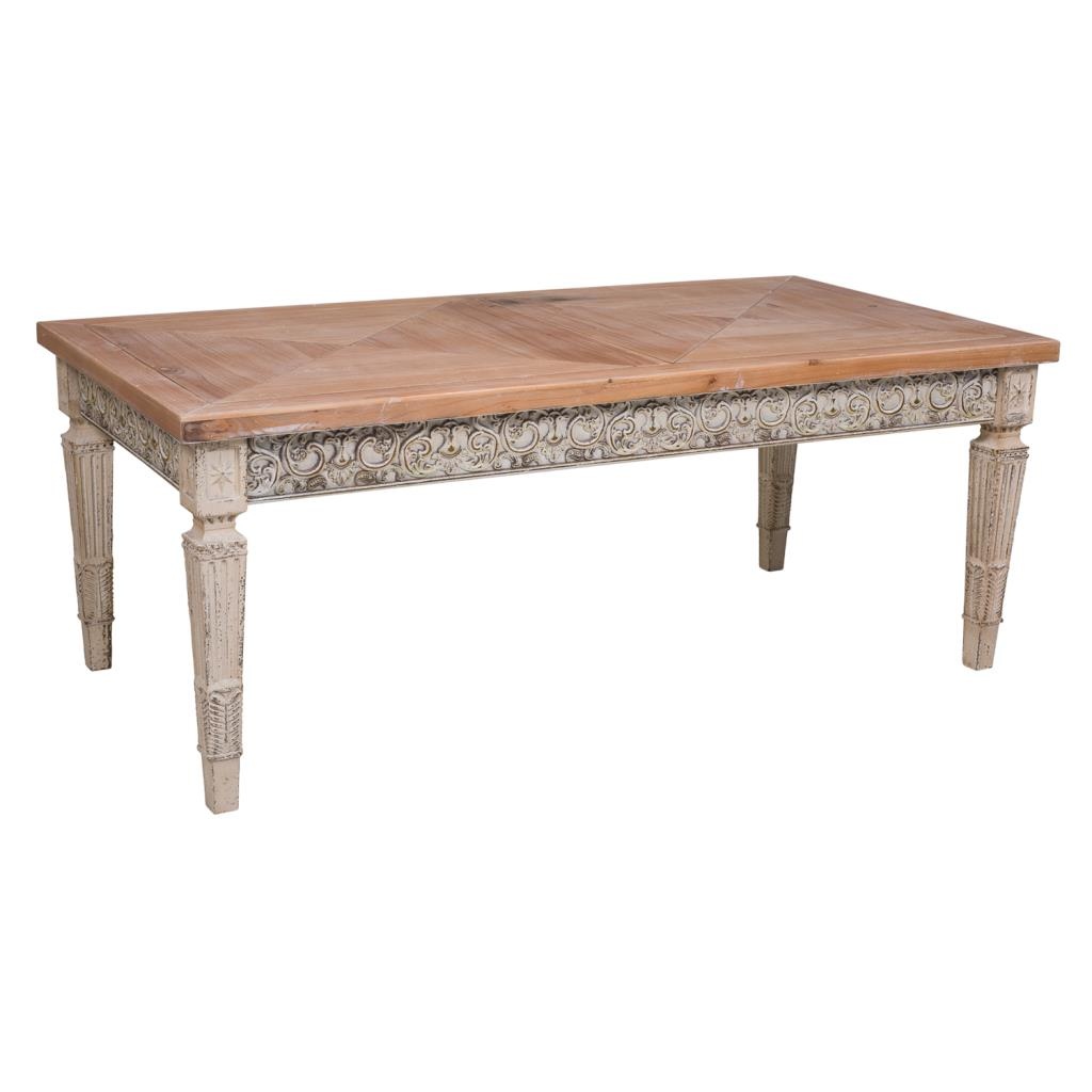 Wonderlust Deco - Mesa auxiliar de madera blanco envejecido y natural 123x63x50h cm Multicolor 123x63x50h cm