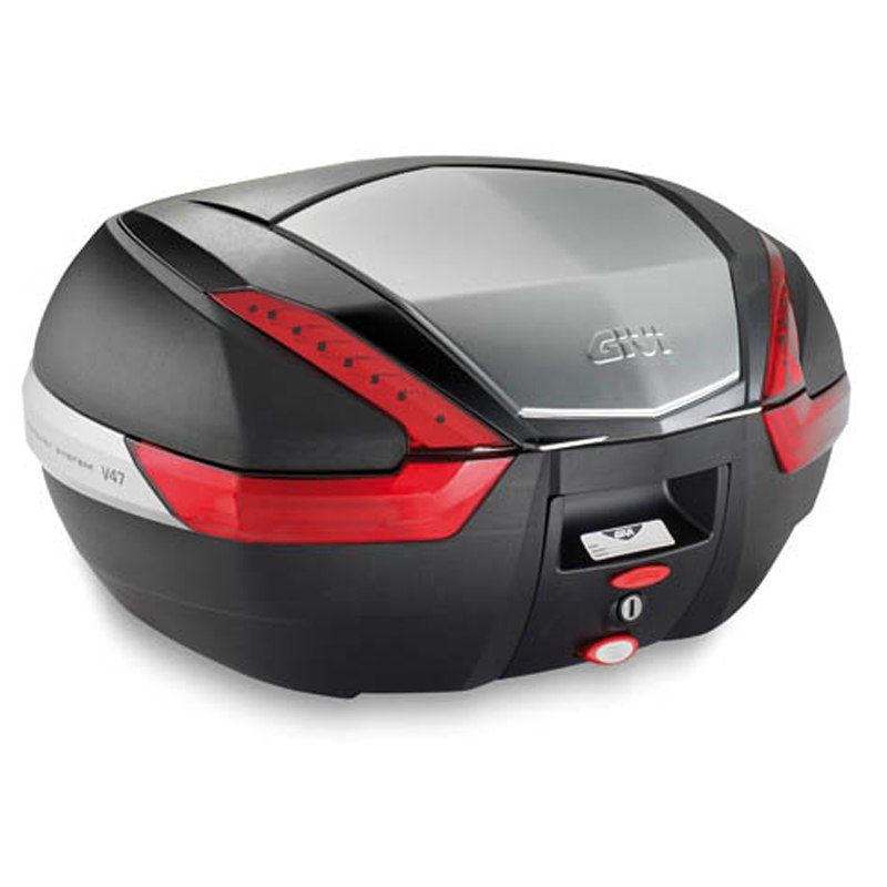 Givi Baul Mk 47l. Ng Cat/rj Tapa Alum. Negro Mate/gris Aluminio Cat.rojo