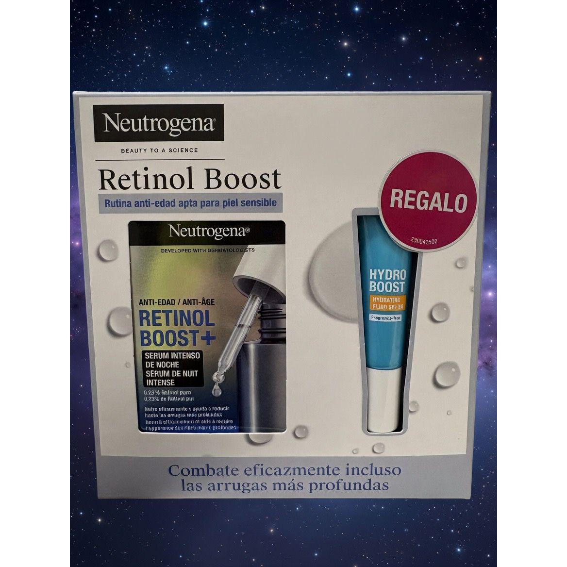 Pack Neutrogena Retinol Boost: Serum Renovador Antiedad (30 ml) + Protector Solar Facial de REGALO - Combate Arrugas, Manchas y Falta de Firmeza