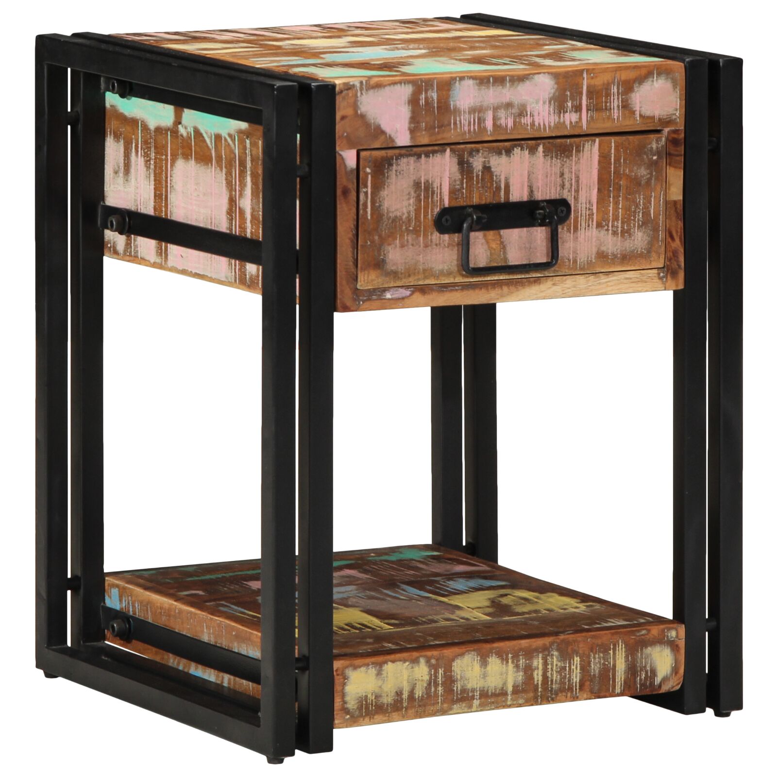 Mesita de noche 40x40x50 cm de madera maciza recuperada