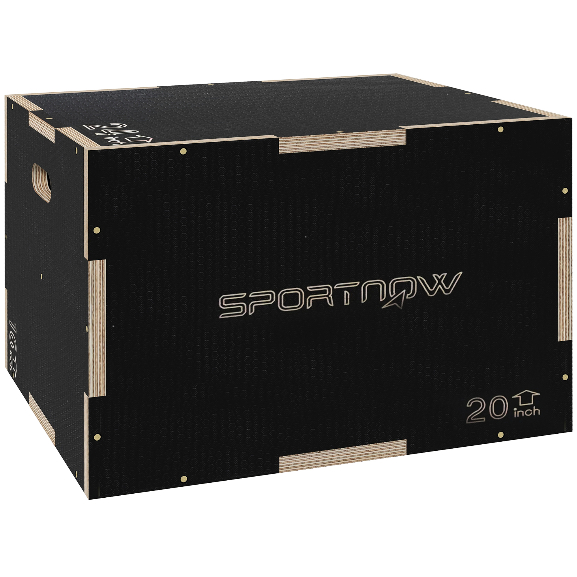 SPORTNOW Cajón Pliométrico Caja Pliométrica con 3 Alturas Diferentes Entrenamiento de Fuerza en Casa Oficina Gimnasia Carga 120 kg Negro