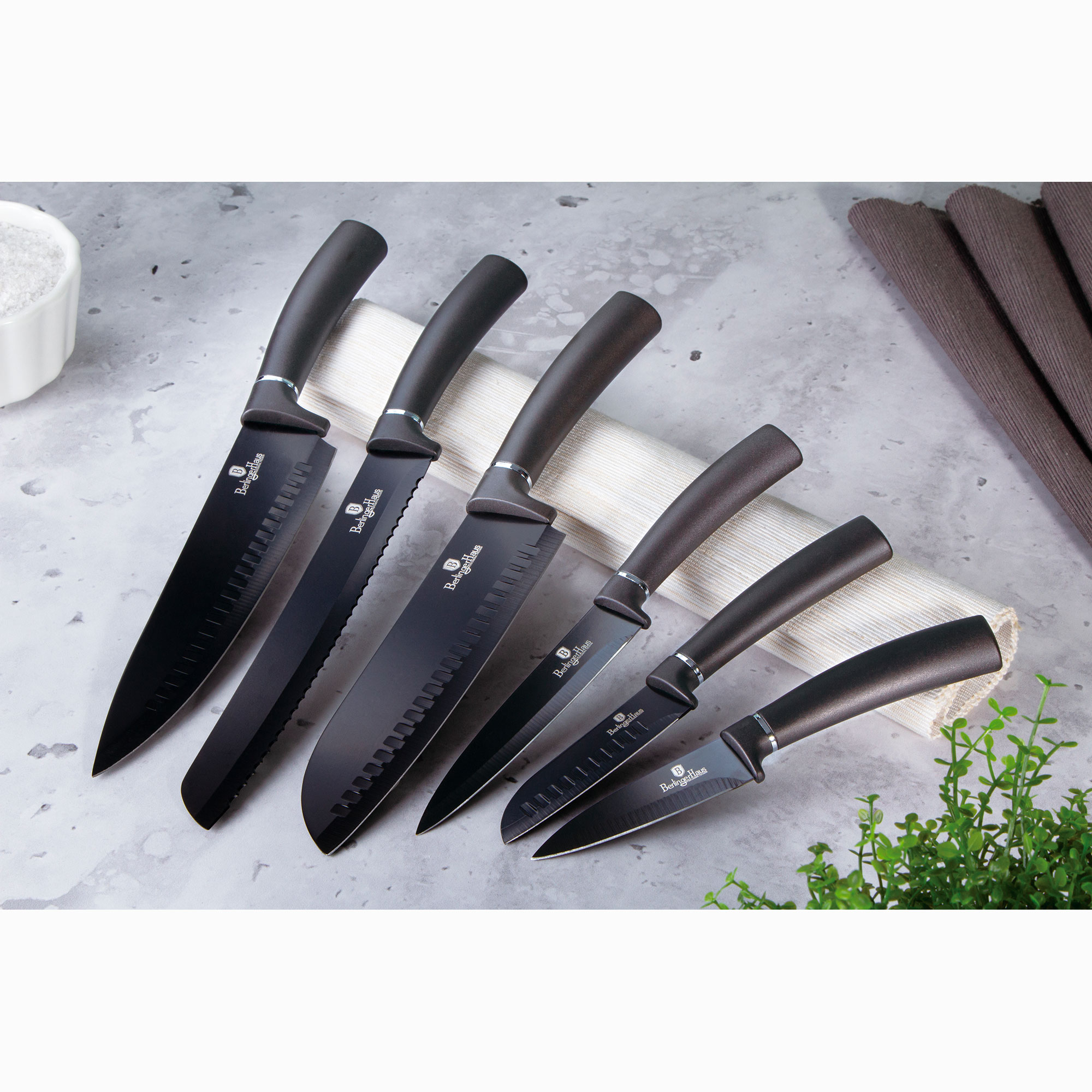 Set de cuchillos - BERLINGERHAUS Black Rose, Juego Cuchillos Cocina  Profesional Acero Inoxidable, Cocinero Cebollero, Rebanador Tabla