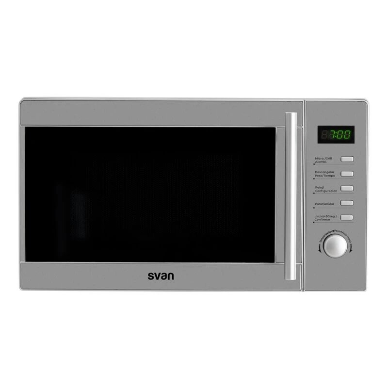 Svan - Microondas SMW2700DGX de 20 L y 700 W con grill de 1000 W, acero inoxidable, Auto Cooking y 5 niveles de potencia