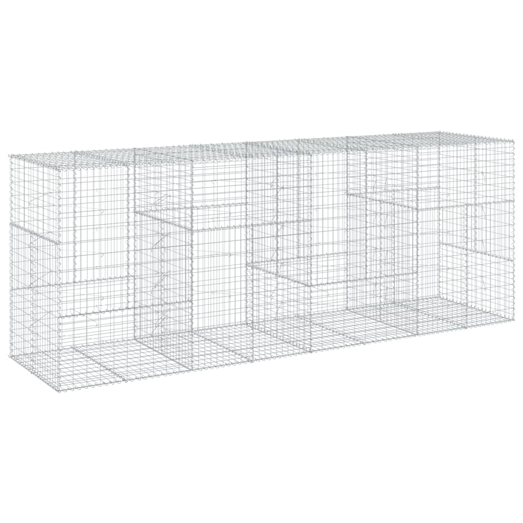 vidaXL Cesta de gaviones con cubierta hierro galvanizado 400x100x150cm