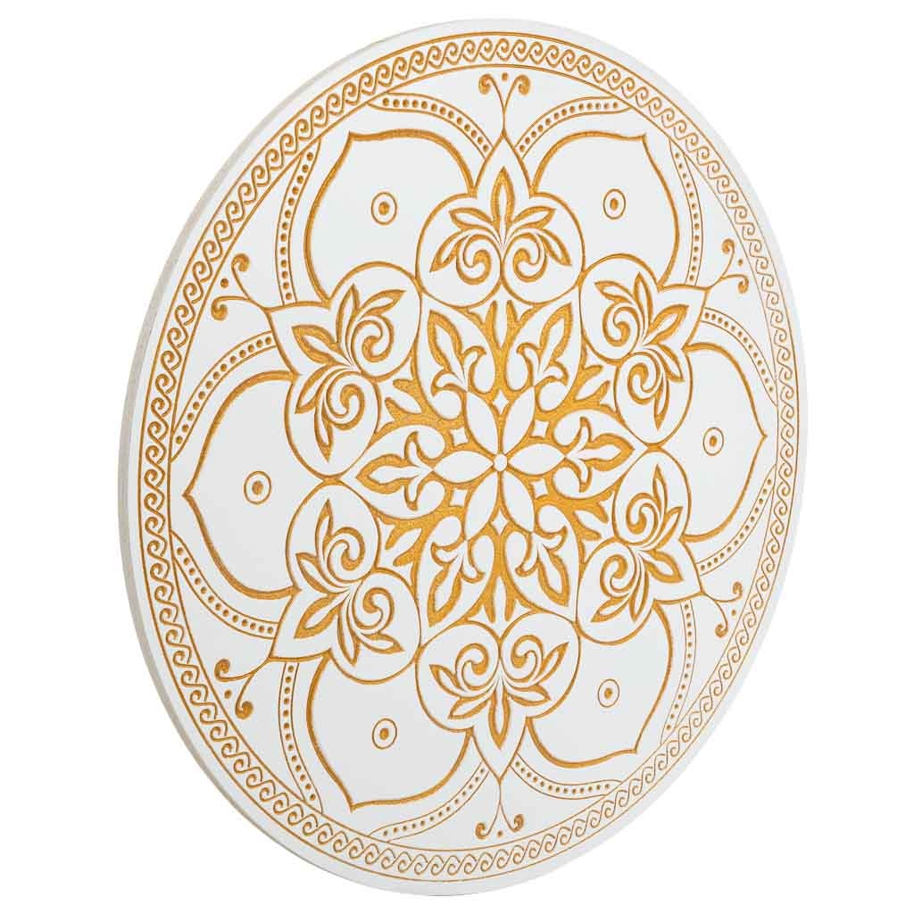 WANDERLUST DECO Panel decorativo de madera tallada blanco 60x2x60h cm de estilo Romántico. No viene montado