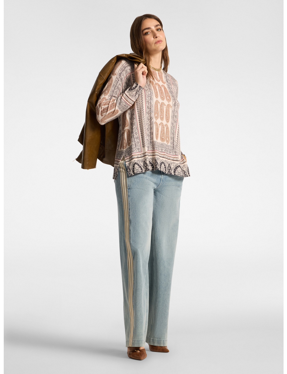Elena Mirò - Jeans wide leg con bordes laterales