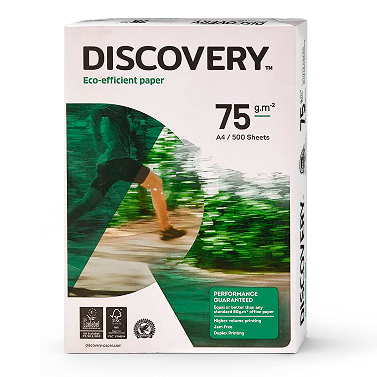 Discovery Papel de Fotocopiadora DIN A4 75gr Papel Multiuso Ink-jet y Láser Paquete de 500 Hojas